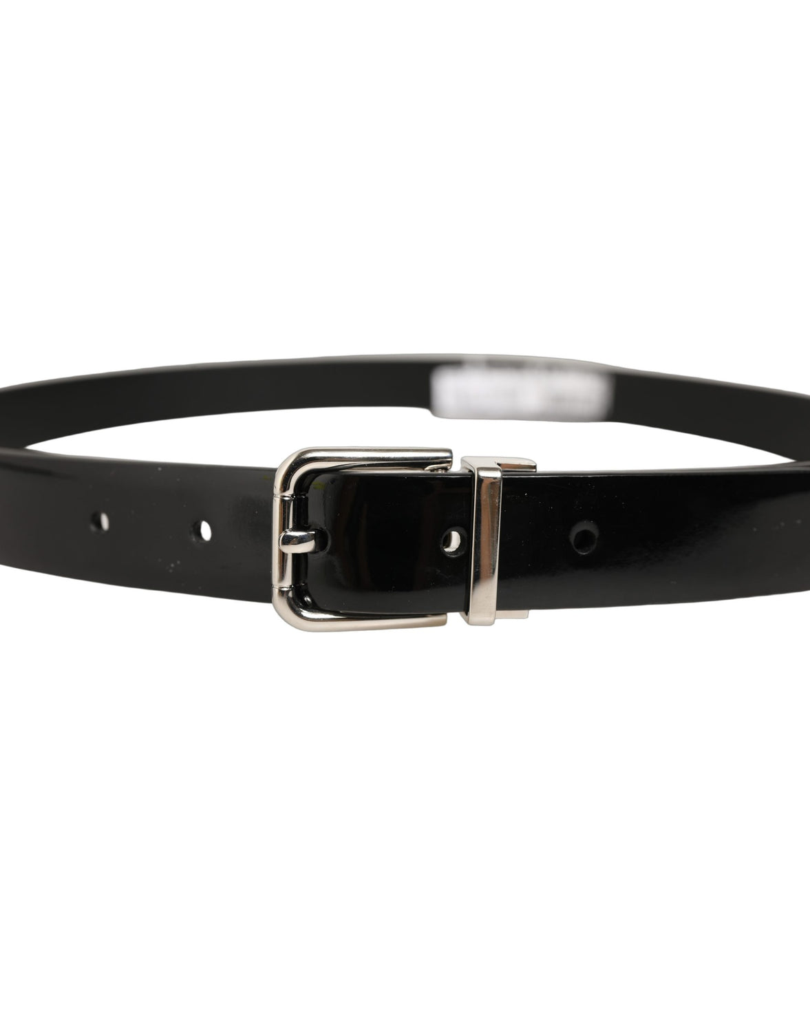 Black Classic Leather Silver Tone Buckle Belt