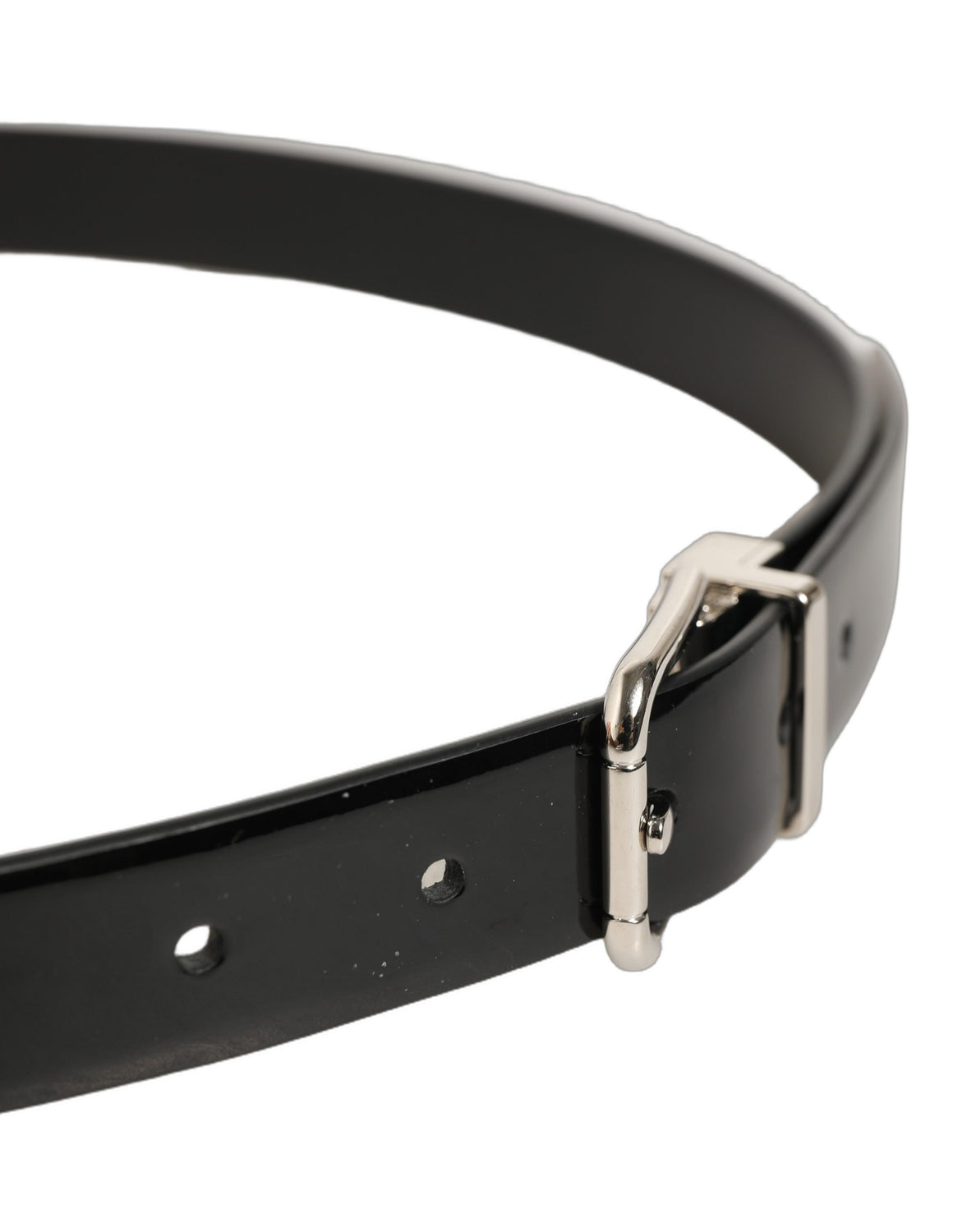 Black Classic Leather Silver Tone Buckle Belt