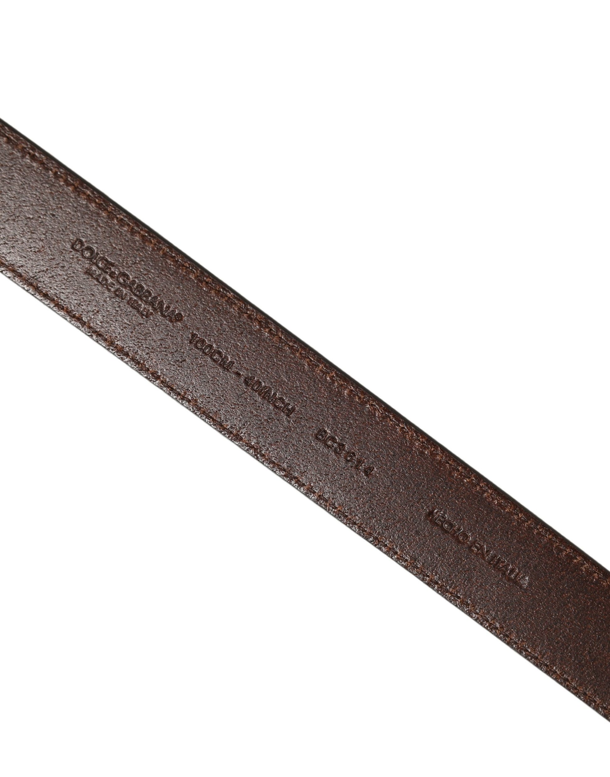 Brown Leather Gold Tone Metal Buckle Belt