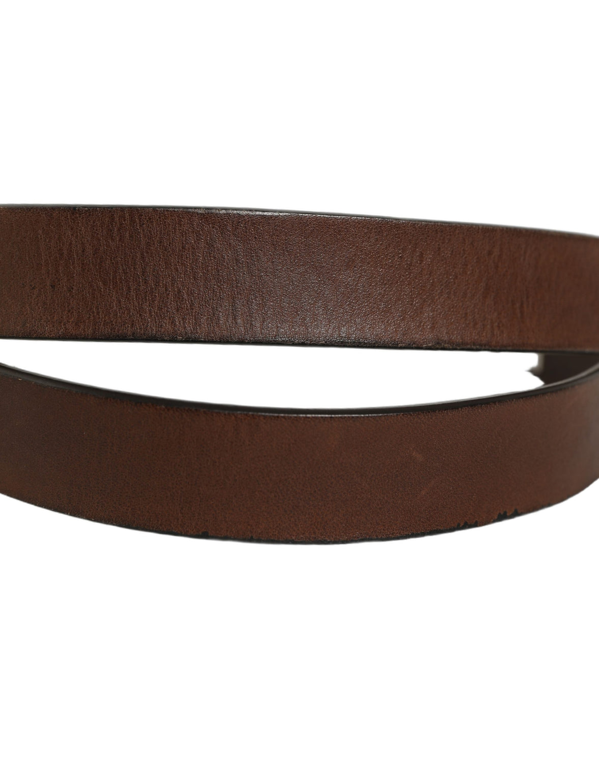 Brown Leather Silver Tone Metal Buckle Belt