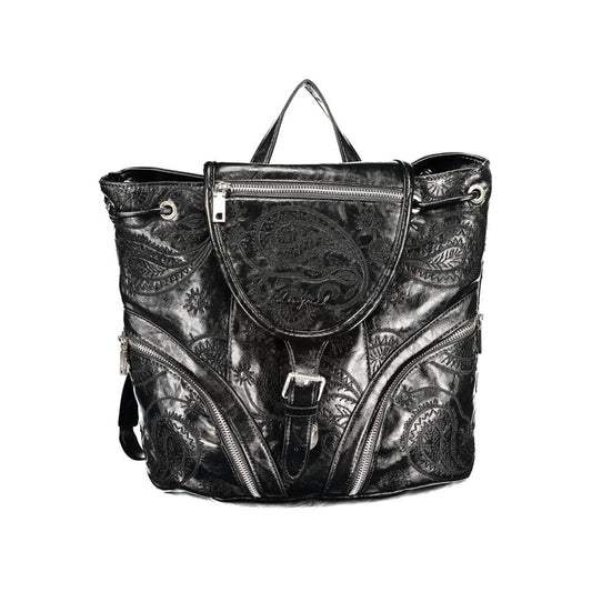 Black Polyurethane Women's Backpack