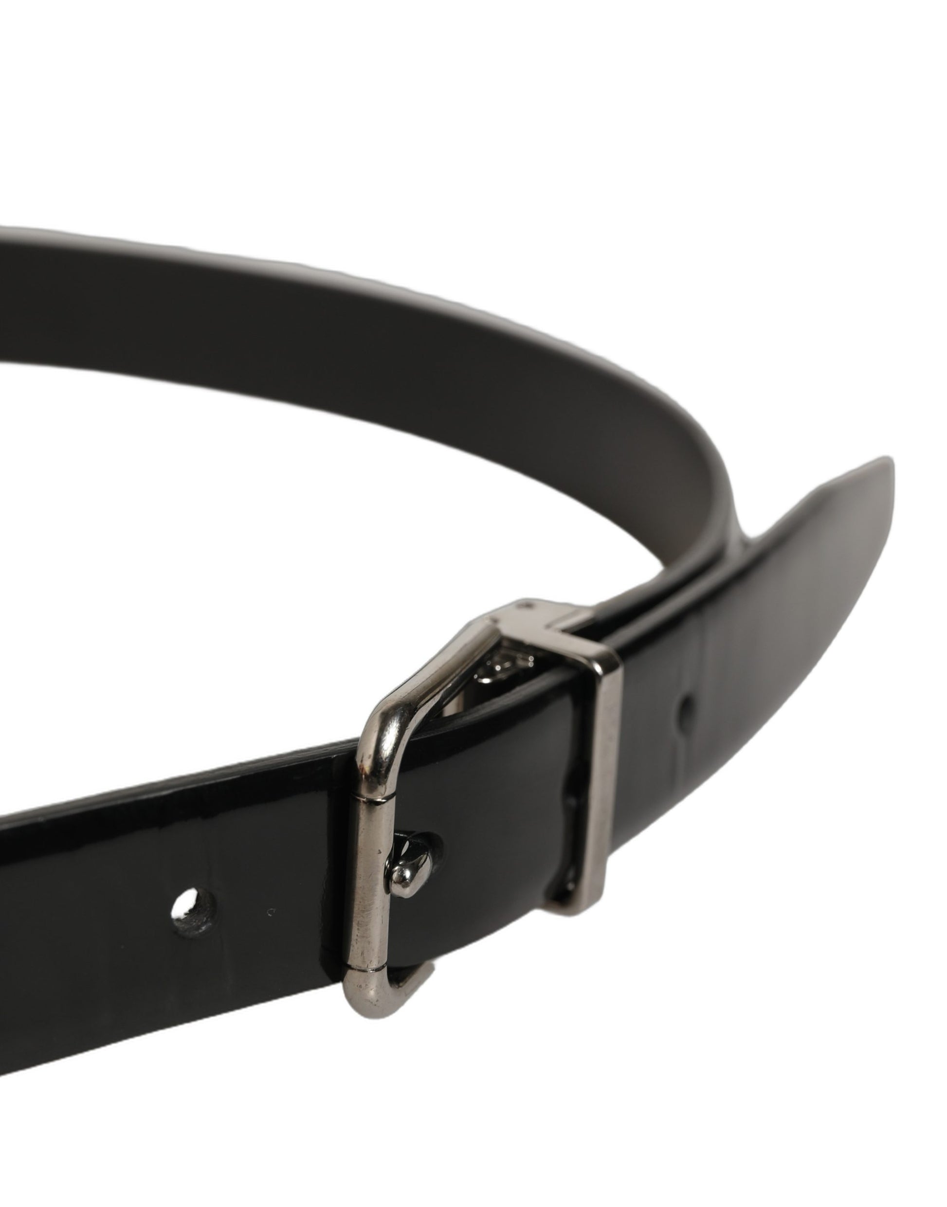 Black Leather Studs Silver Metal Buckle Belt