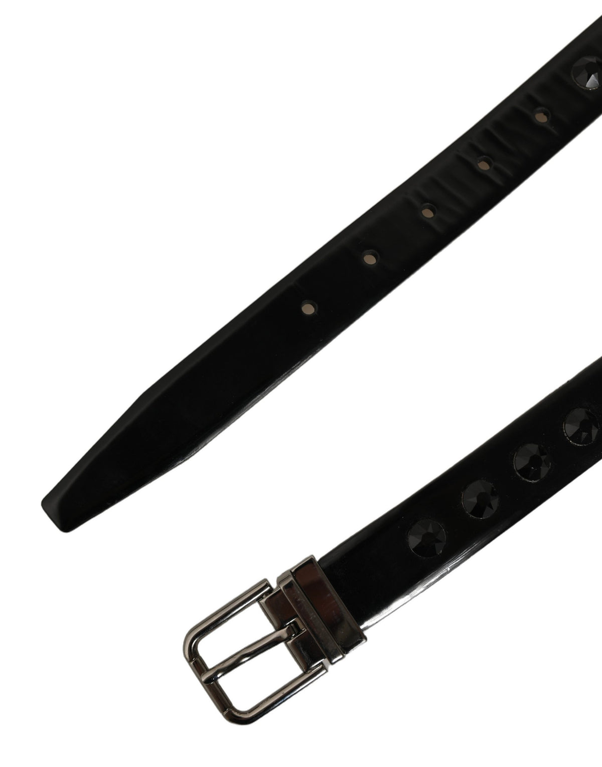 Black Leather Studs Silver Metal Buckle Belt