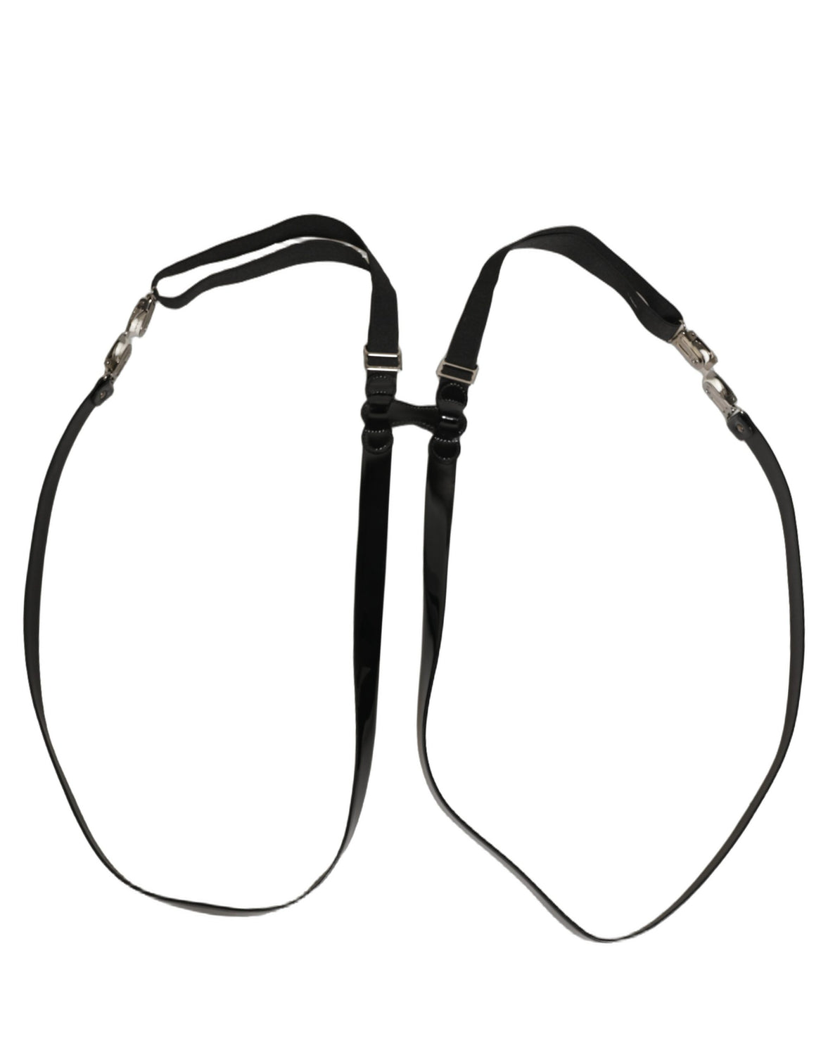 Black Adjustable Silver Metal Clips Suspenders