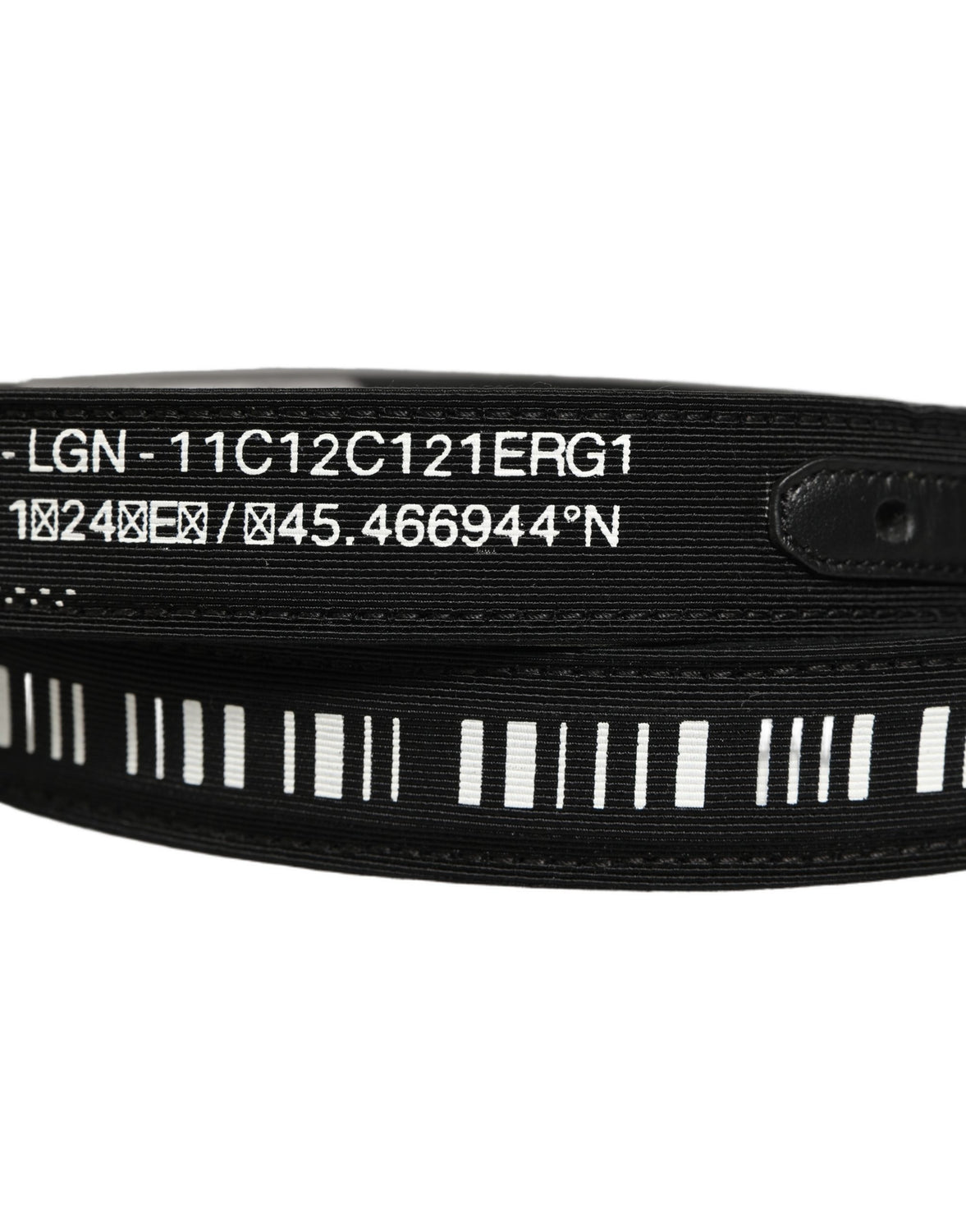 Black Fabric Leather Barcode Silver Buckle Belt