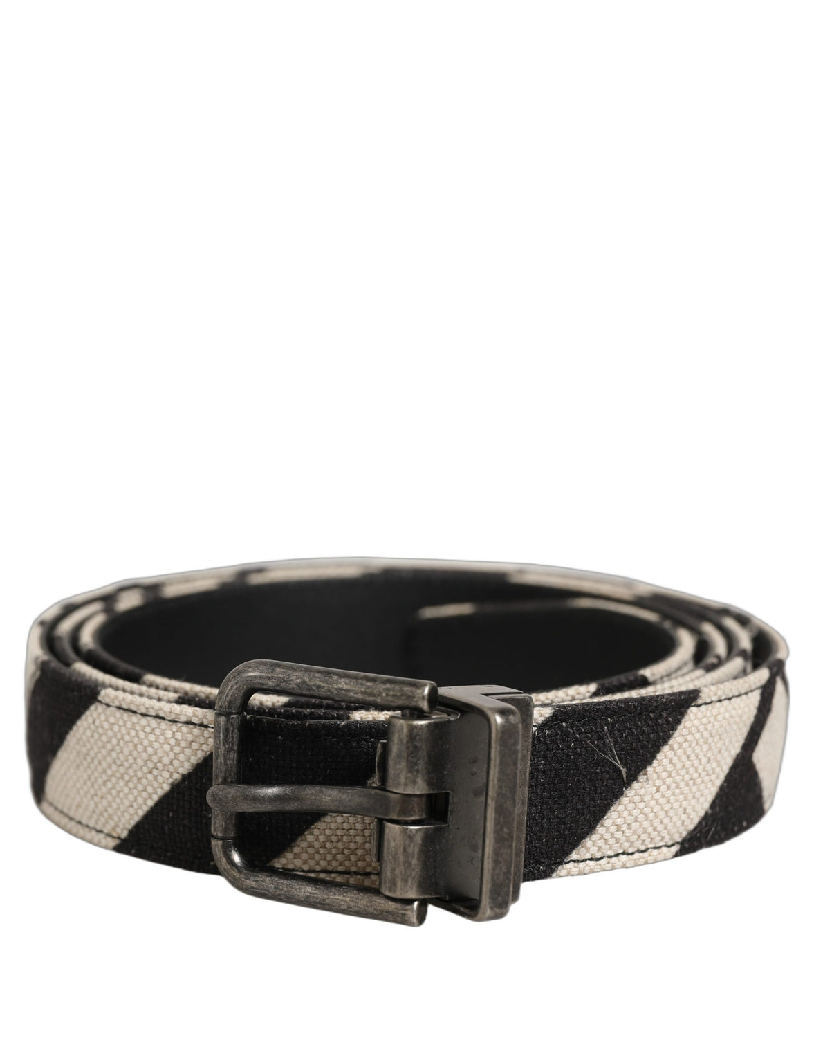 Black Ivory Silver Tone Metal Buckle Belt