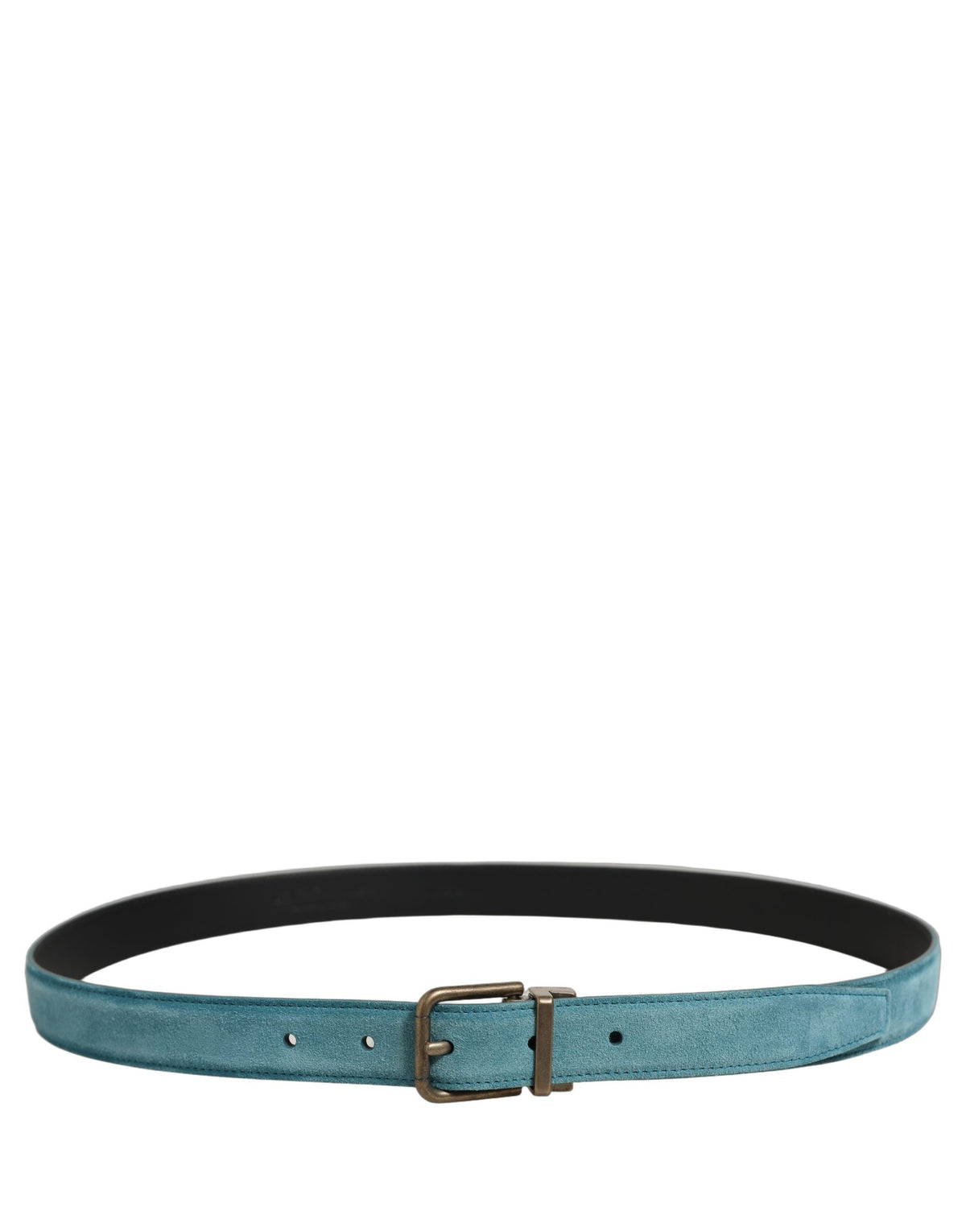 Men Blue Suede Gold Tone Metal Buckle Belt