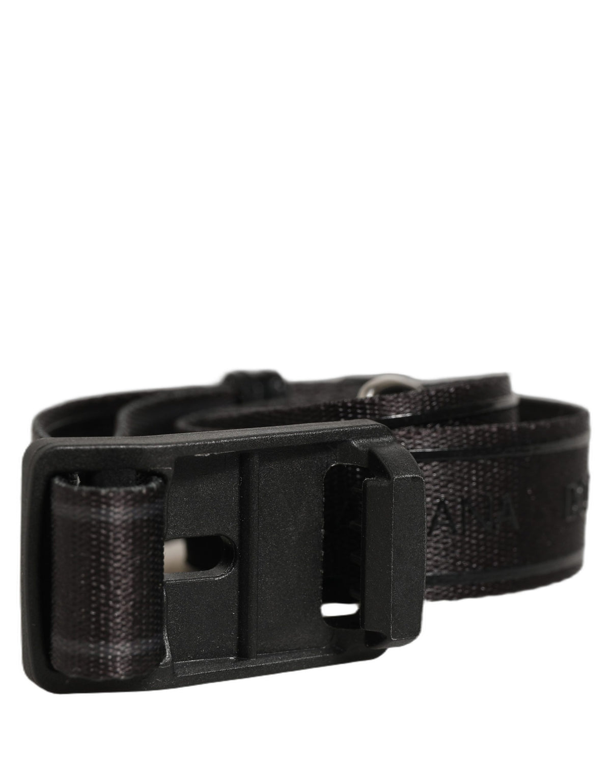 Men Black Nylon Webbing Plastic Buckle Belt