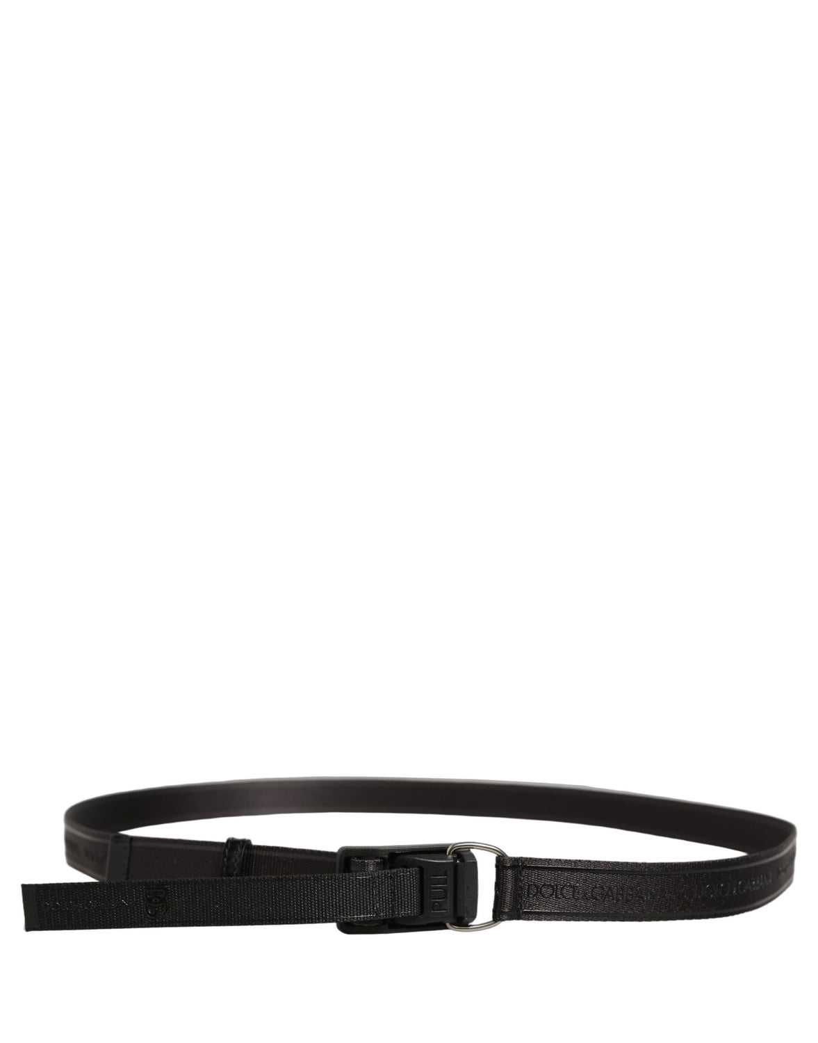Men Black Nylon Webbing Plastic Buckle Belt