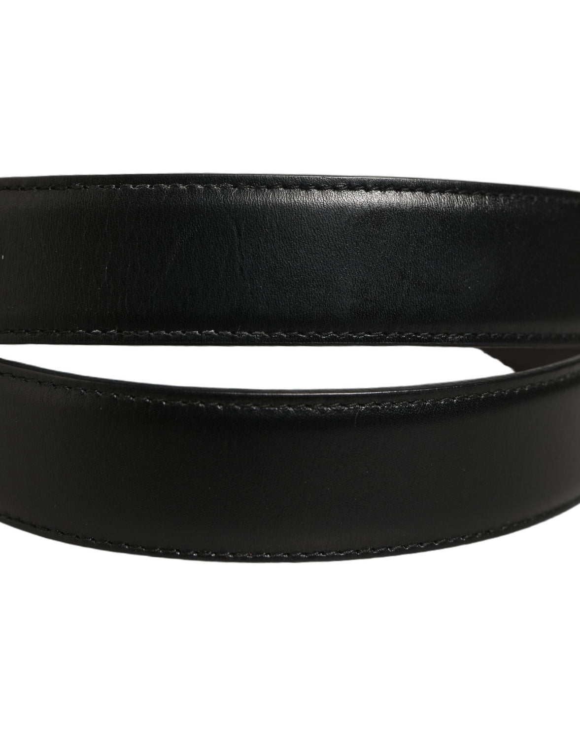 Black Classic Leather Silver Tone Buckle Belt