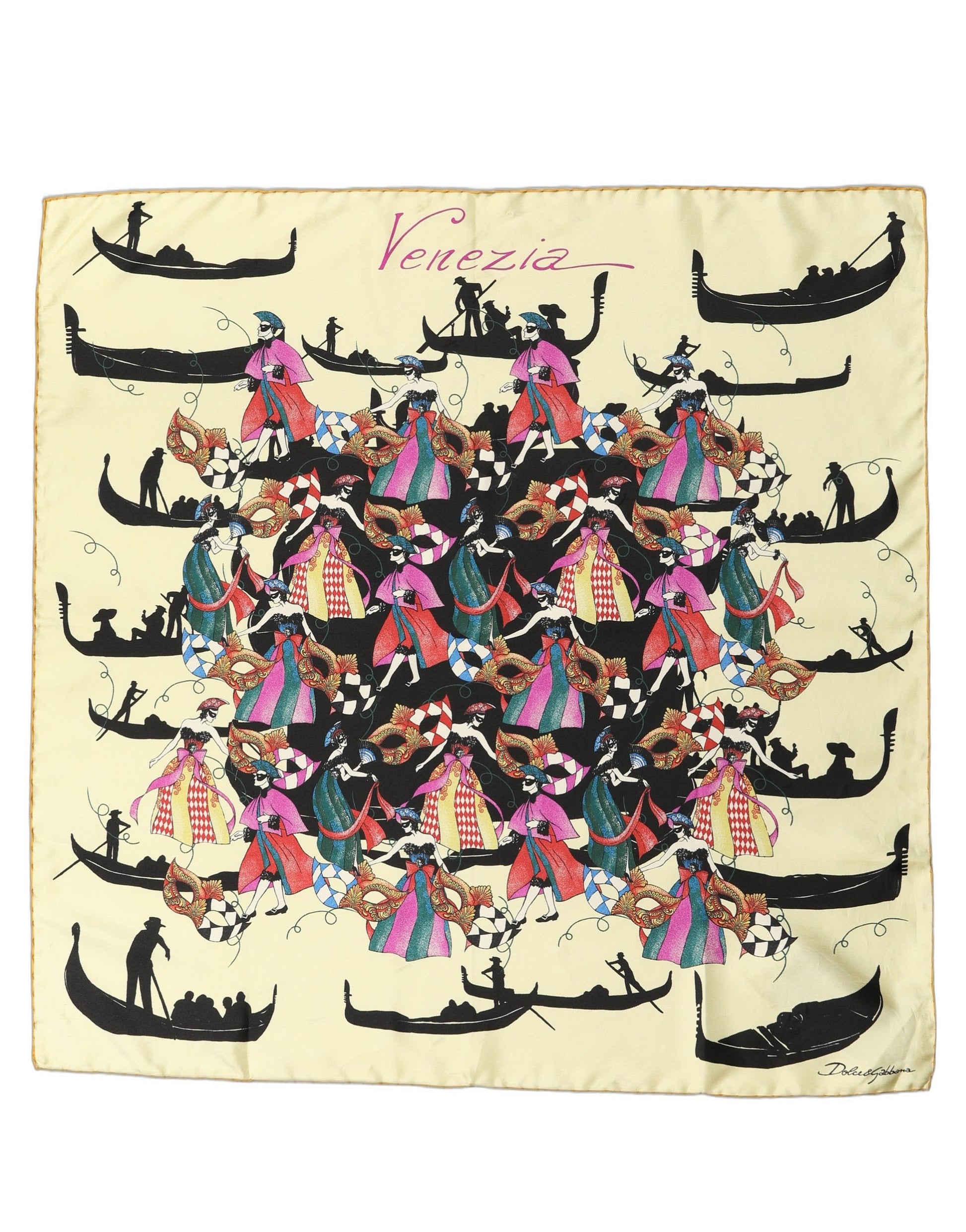 Cream Venezia Silk Twill Square Foulard Scarf