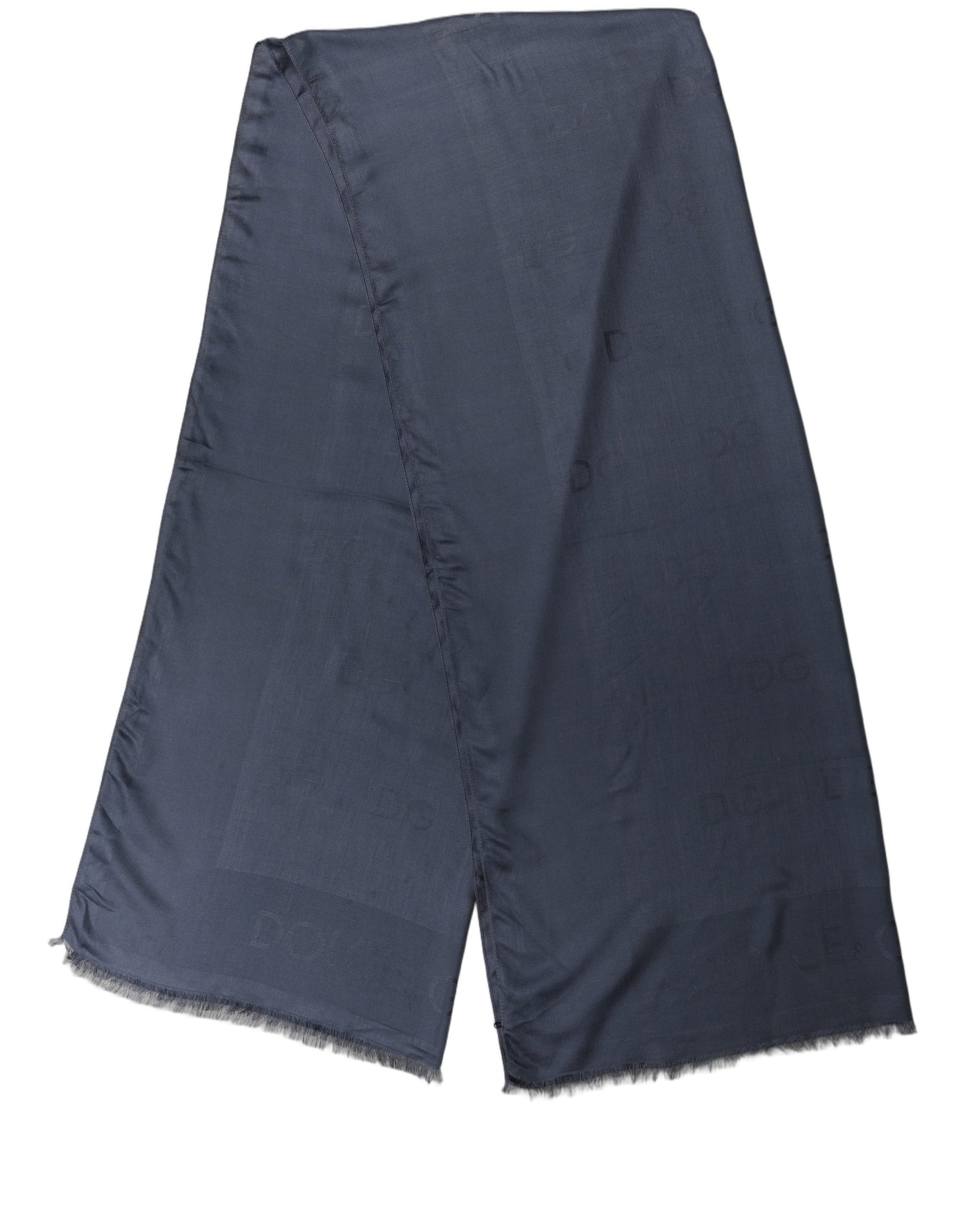 Dark Blue Modal Frayed Edge Lace Stole Scarf