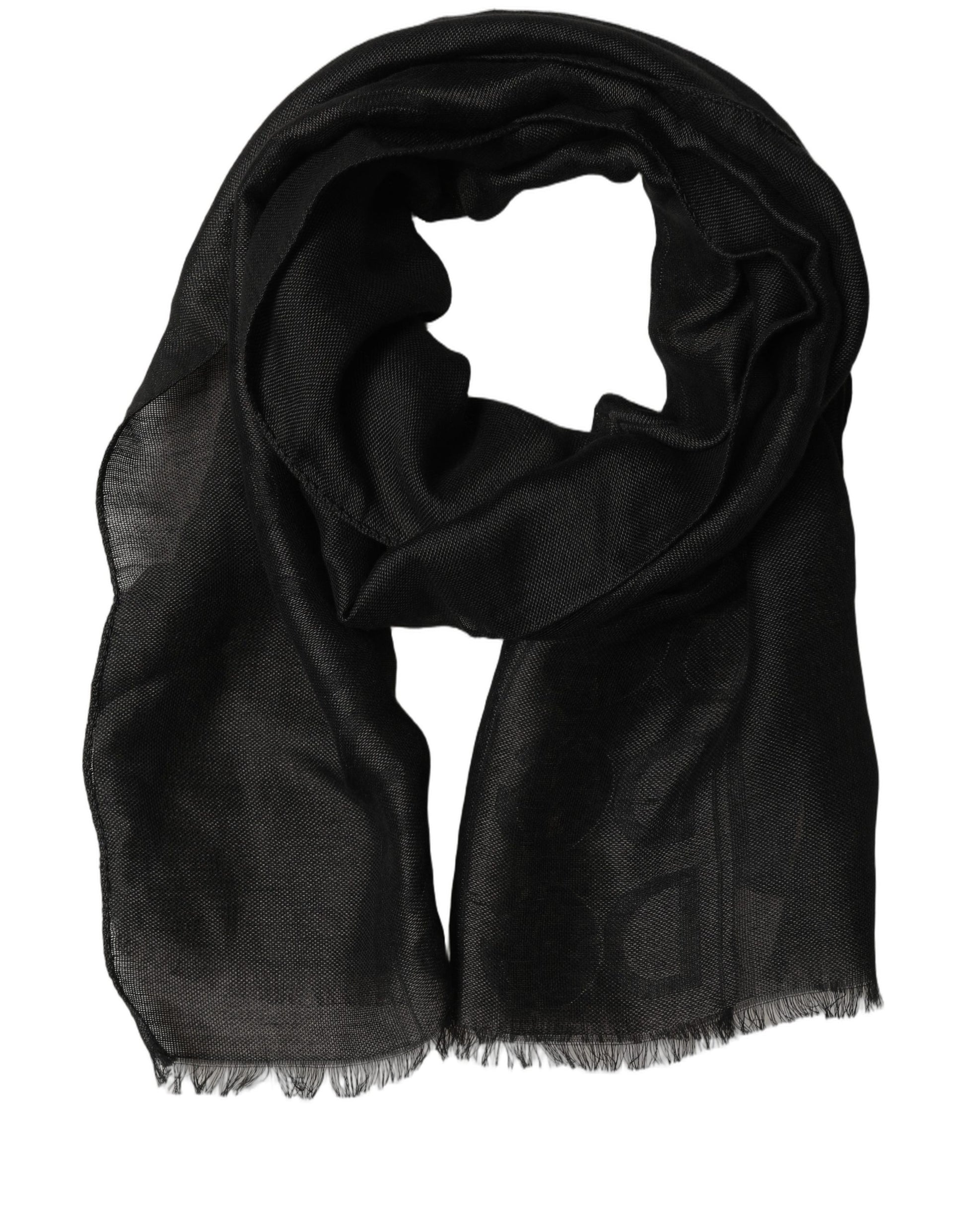 Black DG Logo Fringed Edge Lace Stole Scarf