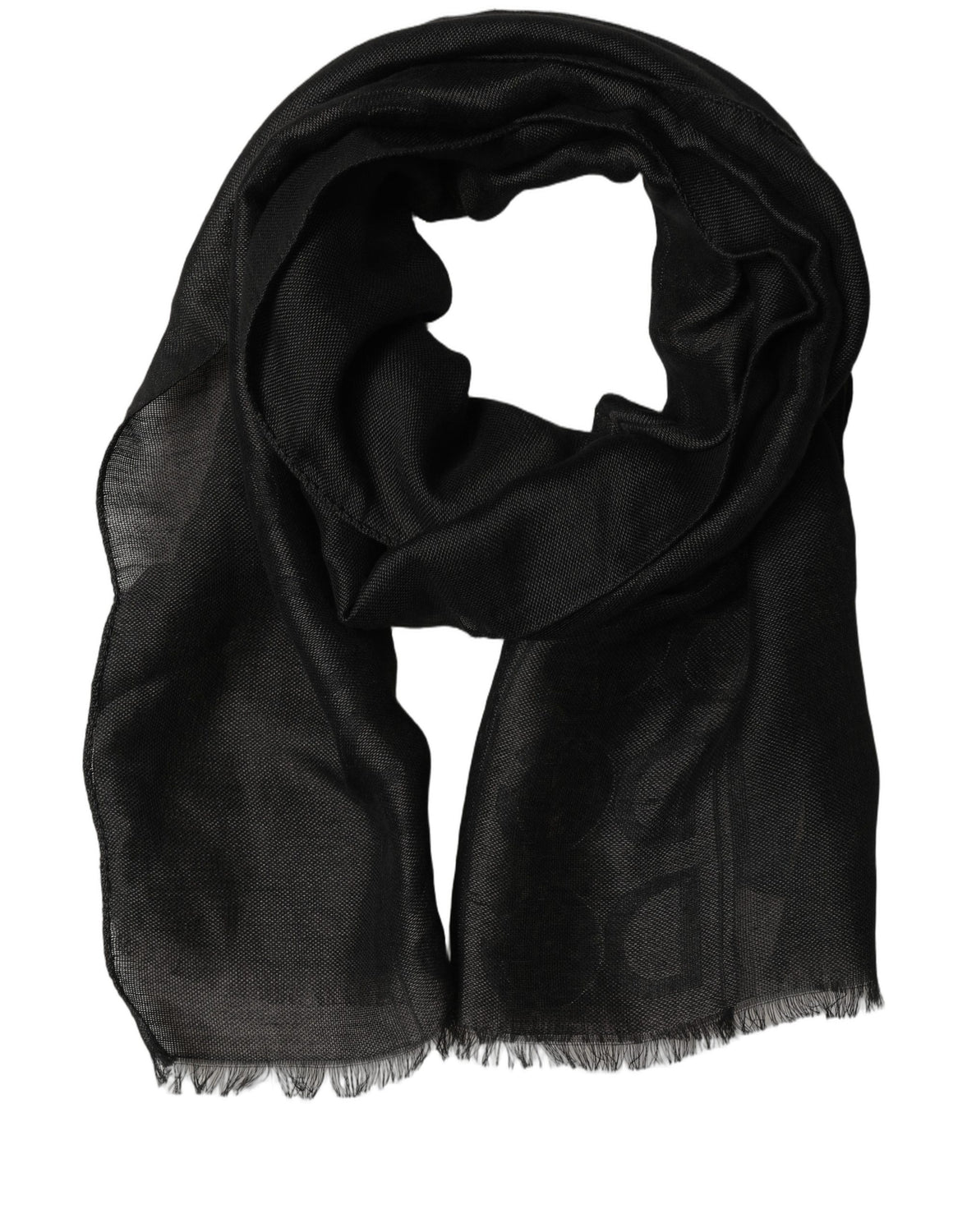 Black DG Logo Fringed Edge Lace Stole Scarf