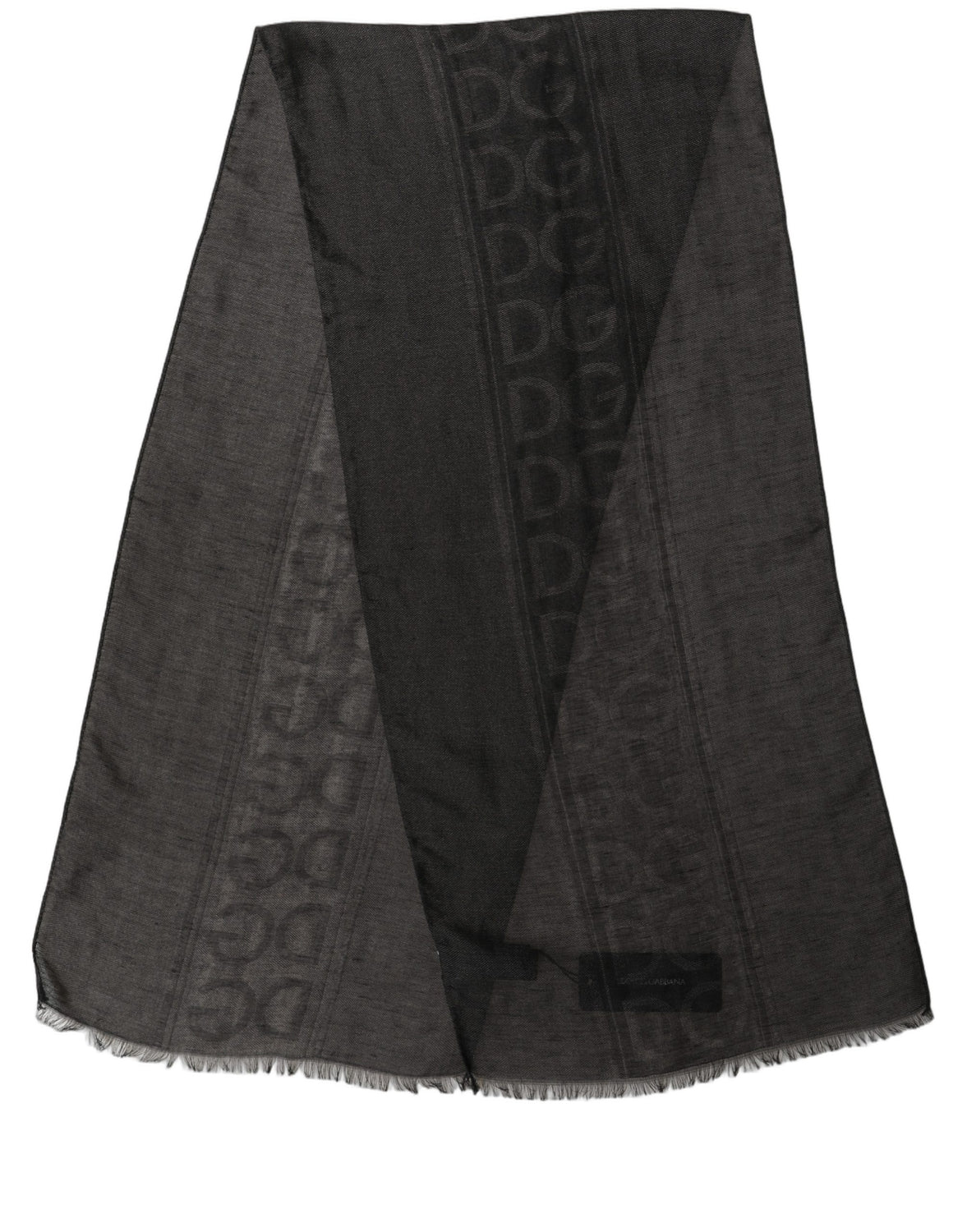 Black DG Logo Fringed Edge Lace Stole Scarf