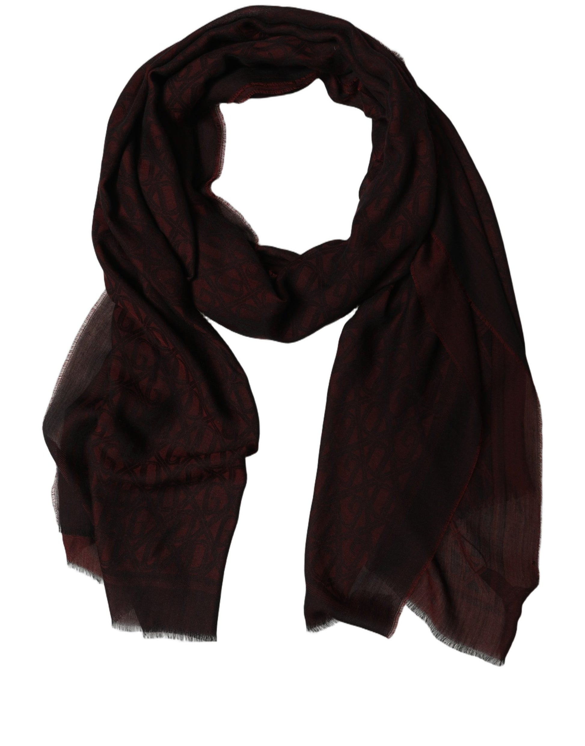 Dark Red Modal Frayed Edge Lace Stole Scarf