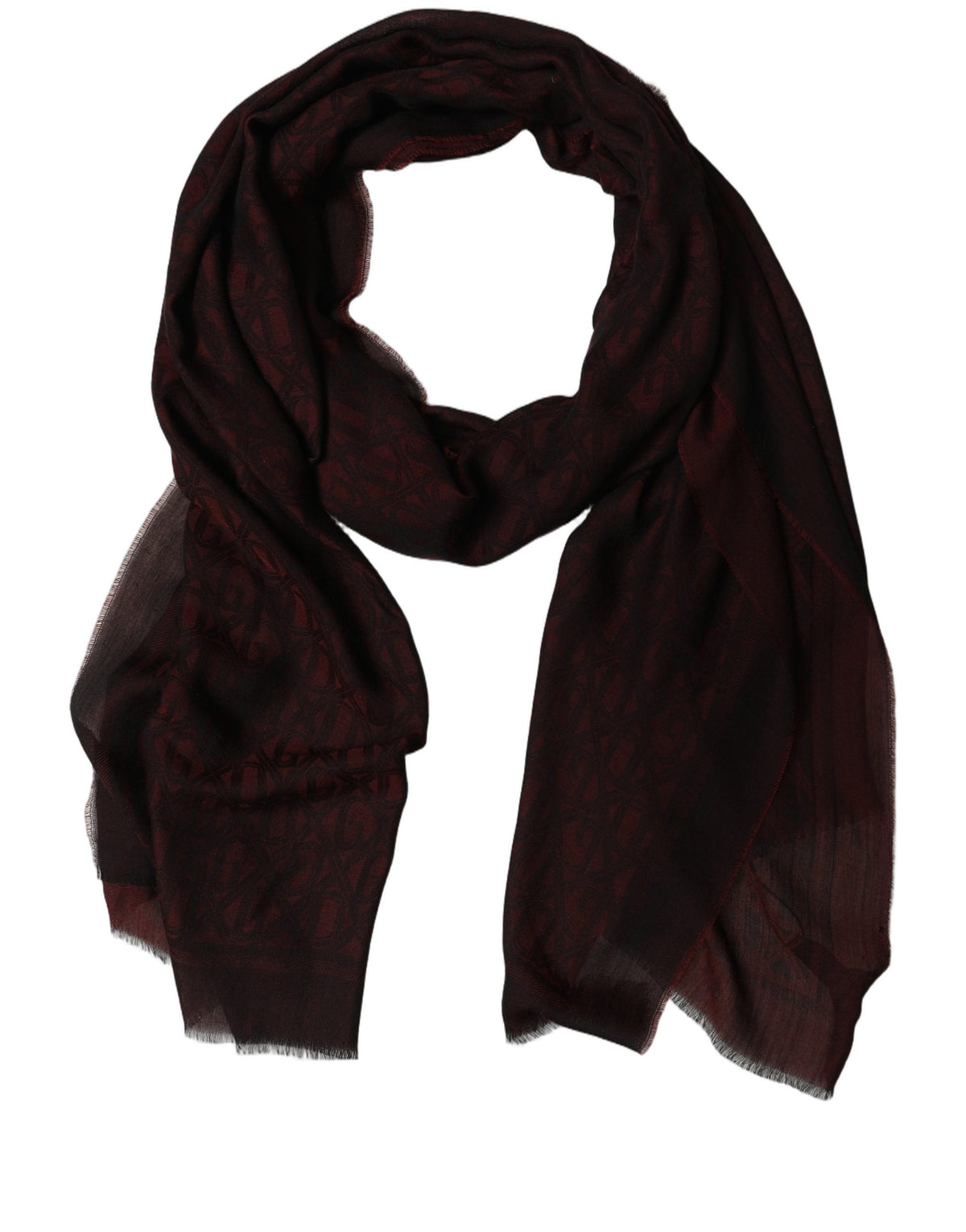 Dark Red Modal Frayed Edge Lace Stole Scarf
