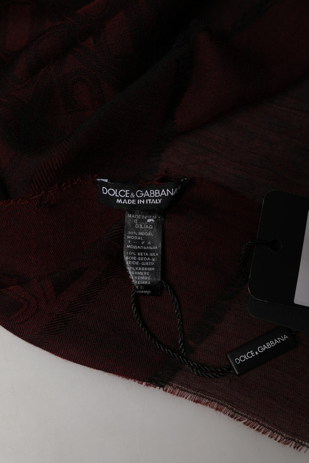 Dark Red Modal Frayed Edge Lace Stole Scarf