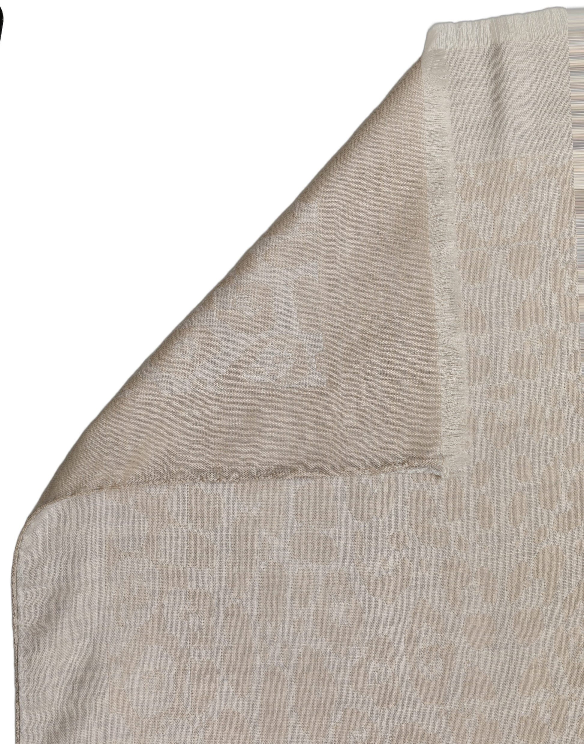 Men Beige Silk Wool Shawl Lace Stole Scarf
