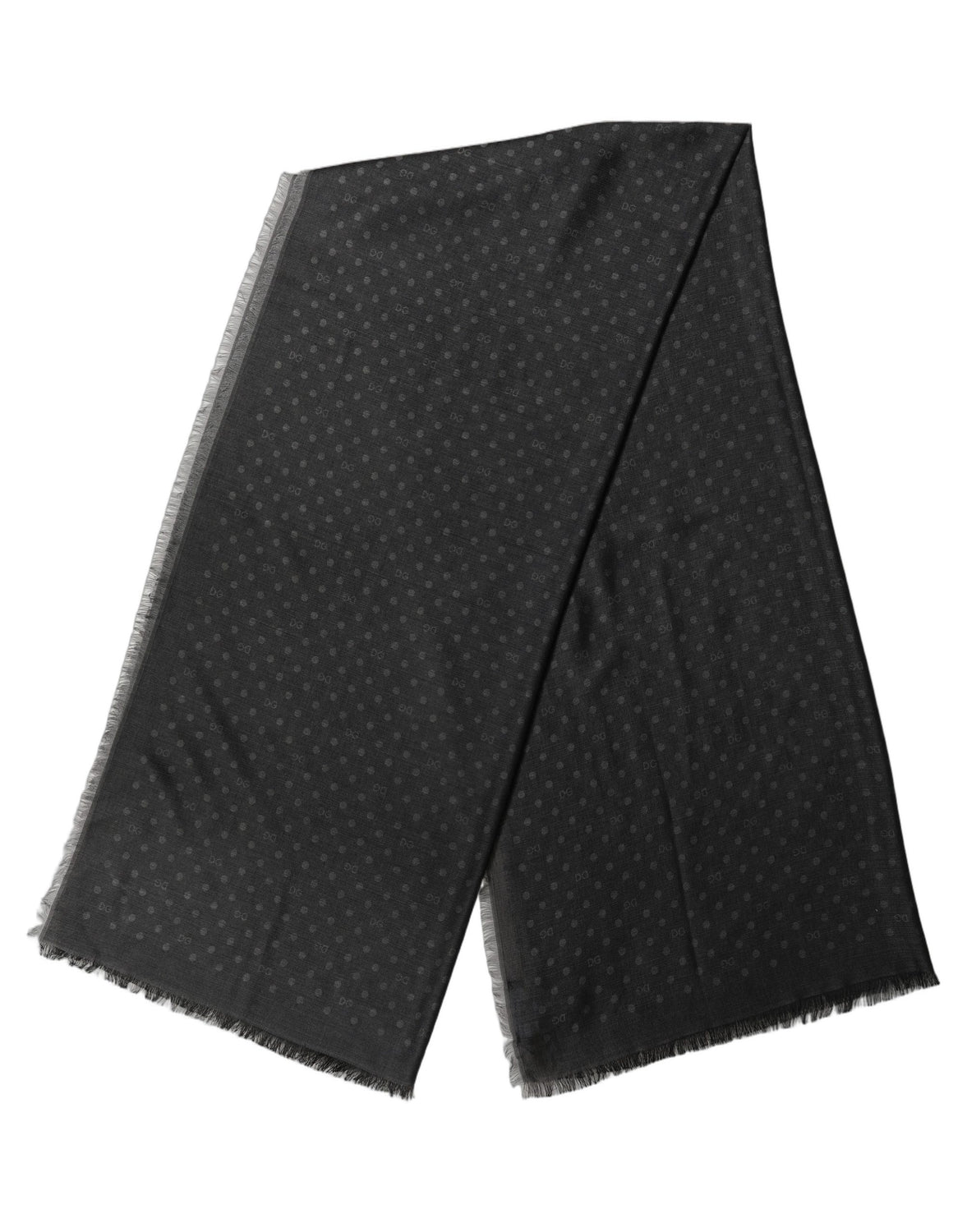 Men Black Viscose Polka Dot Fringe Shawl Lace Stole