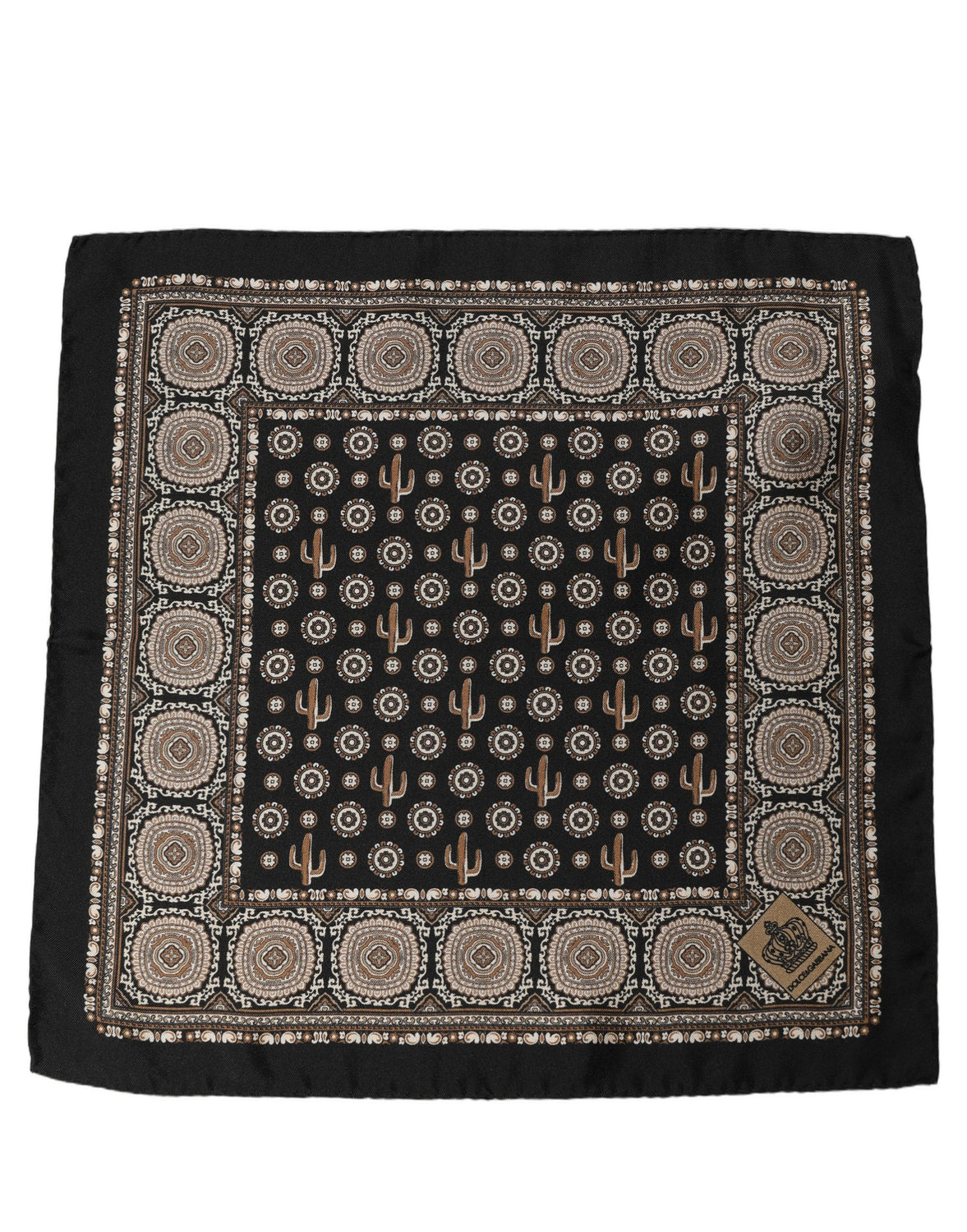 Black Cactus Silk Pocket Square Foulard Scarf