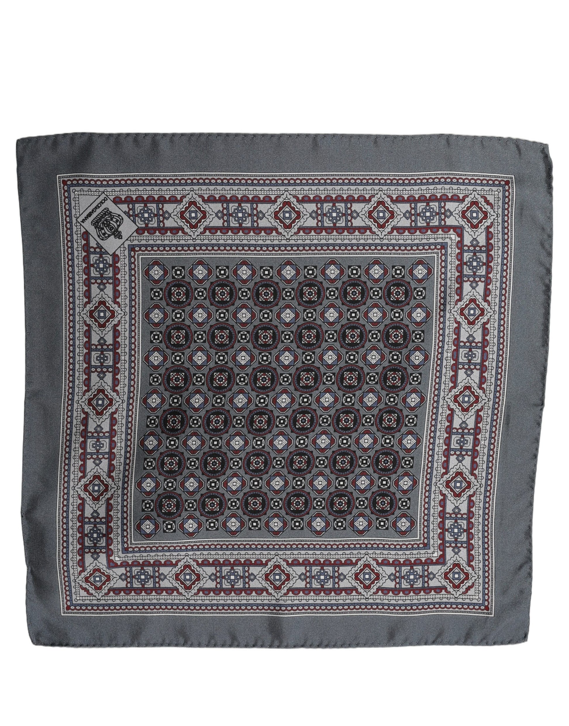 Gray Geometric Pocket Square Foulard Scarf