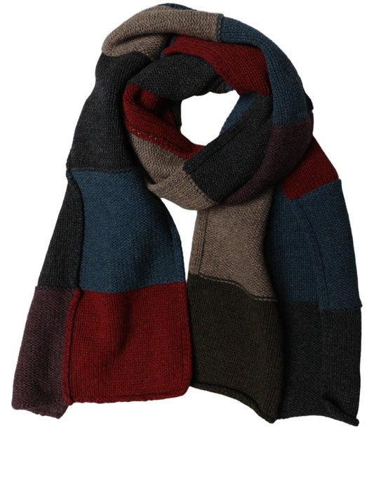 Multicolor Patchwork Knitted Foulard Scarf