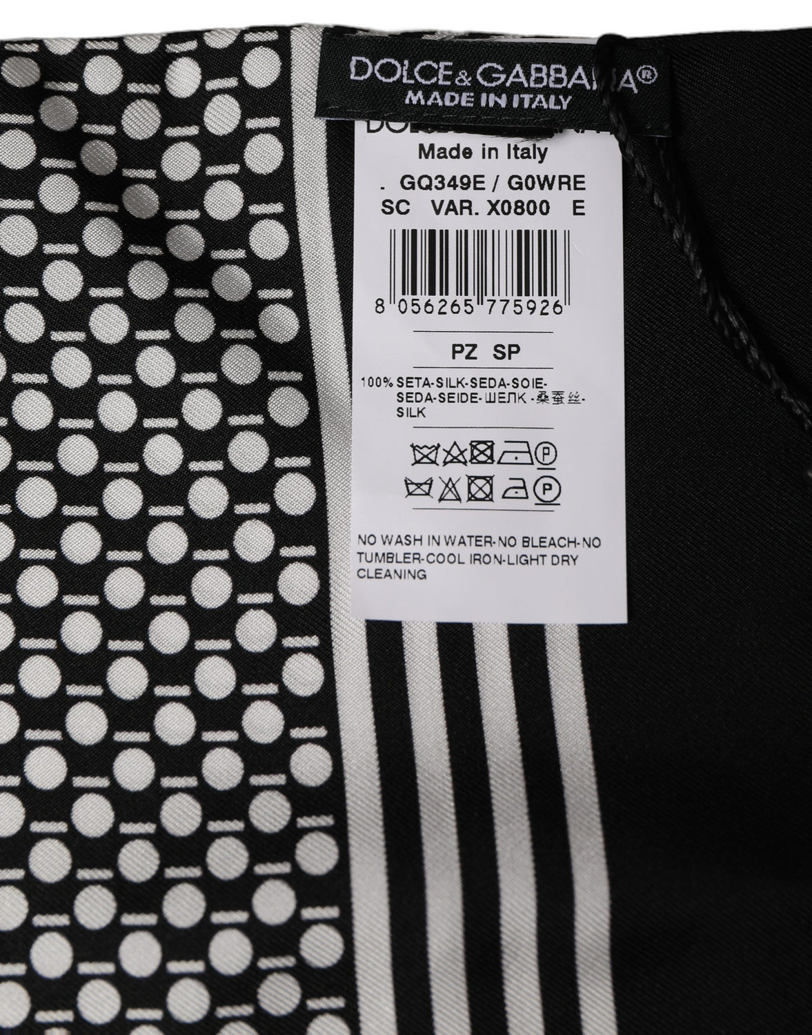 Black White Geometric Silk Neck Shawl Scarf