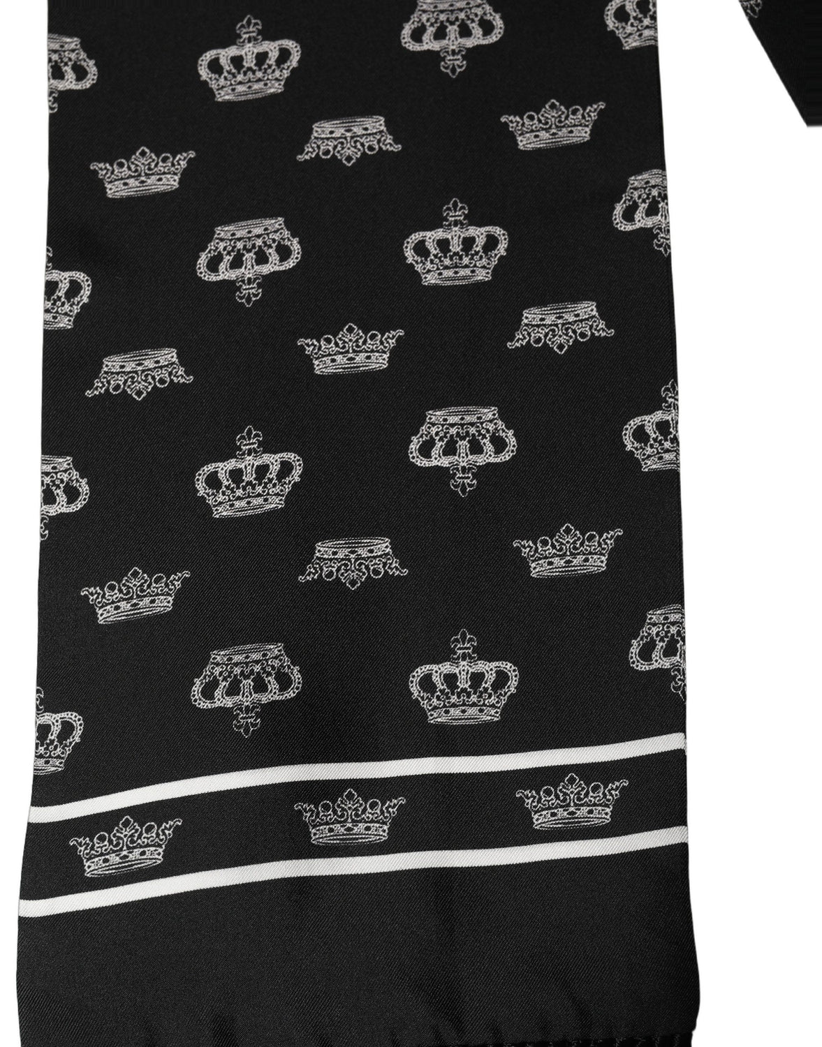 Black Silk Crown Fringed Neck Shawl Scarf
