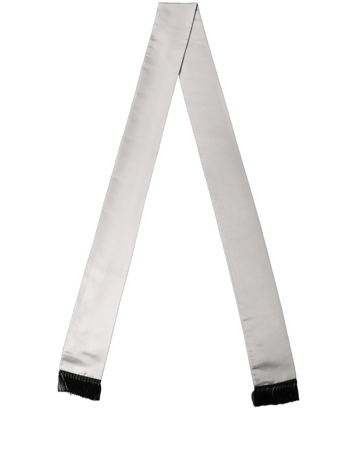 Light Gray Satin Silk Fringed Lace Stole Scarf