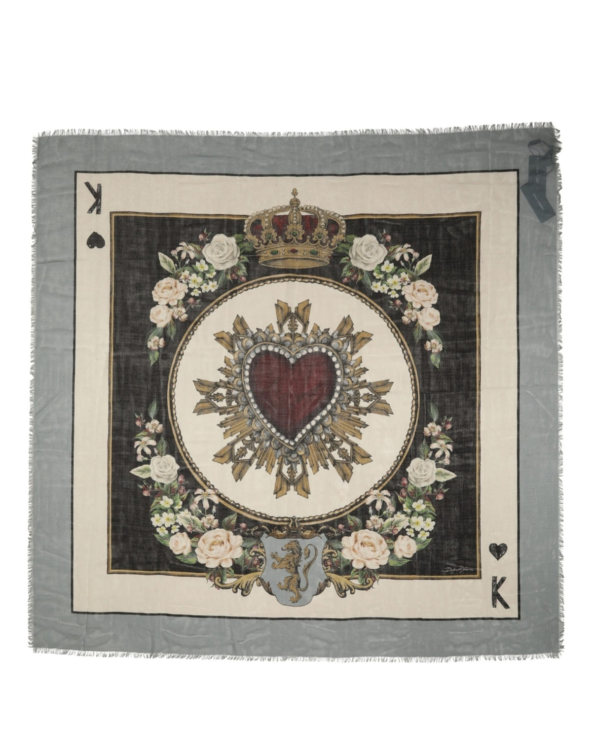 Men Multicolor King of Hearts Square Foulard Scarf
