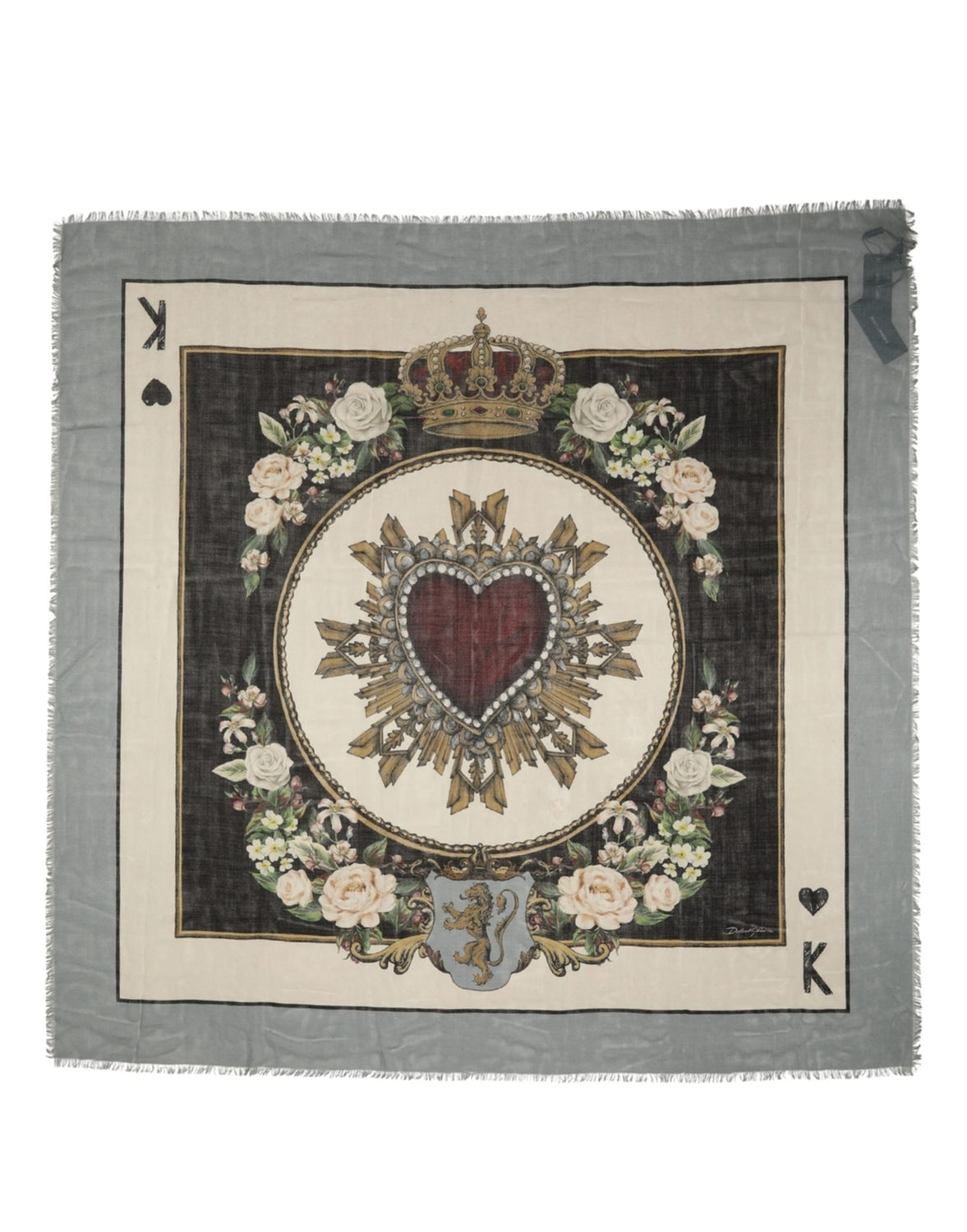 Men Multicolor King of Hearts Square Foulard Scarf