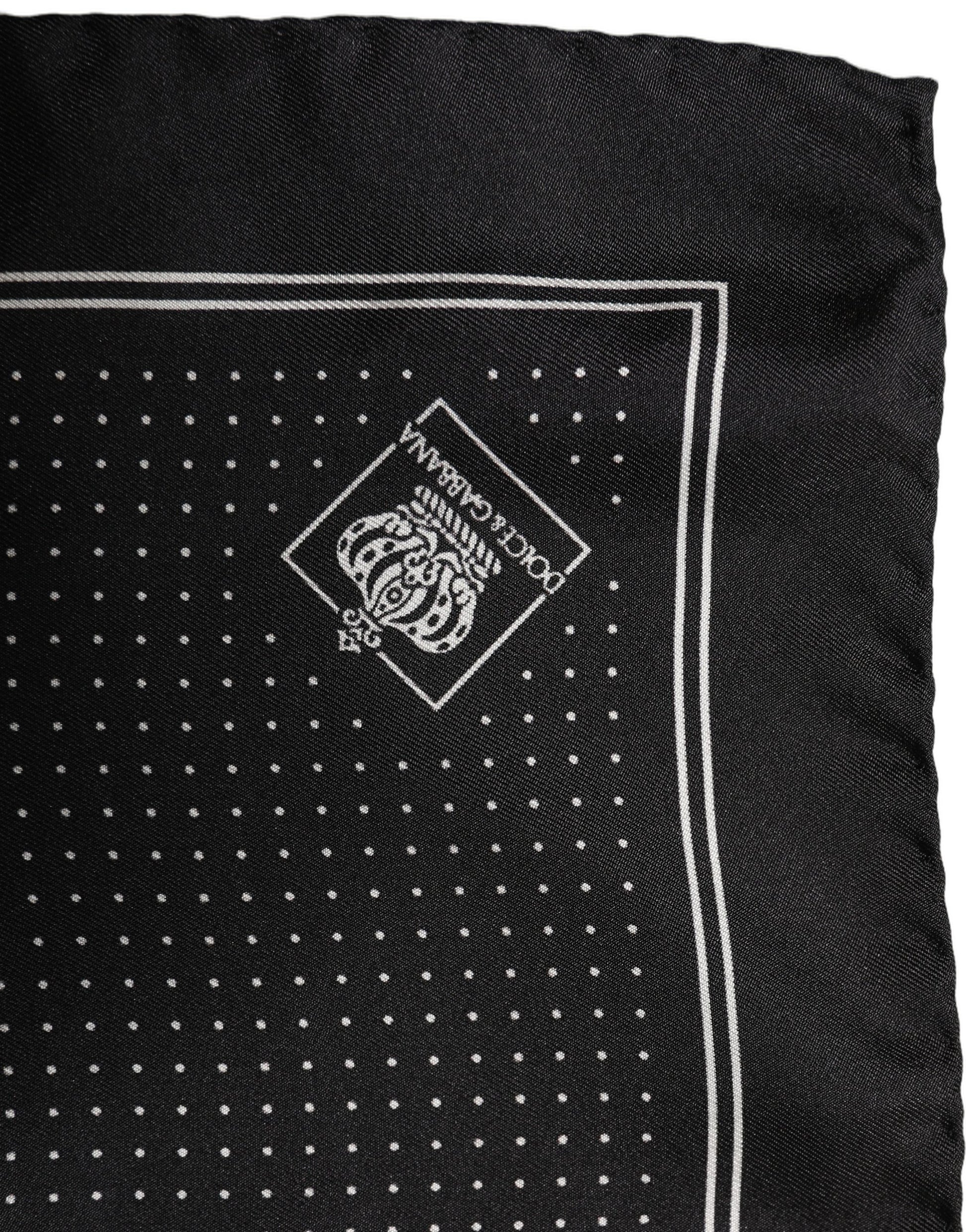 Black Polka Dot Pocket Square Foulard Scarf