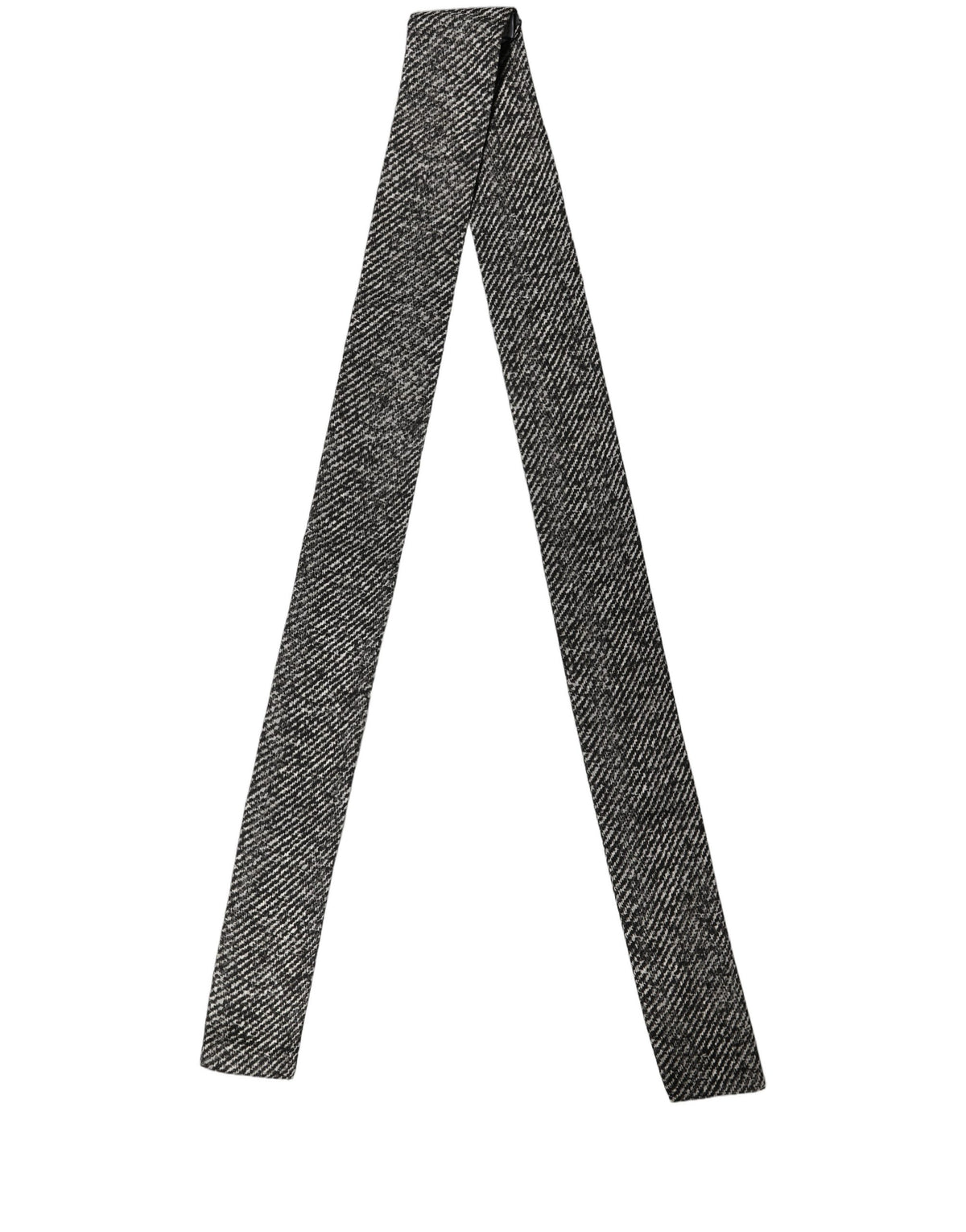 Black White Herringbone Tweed Shawl Scarf