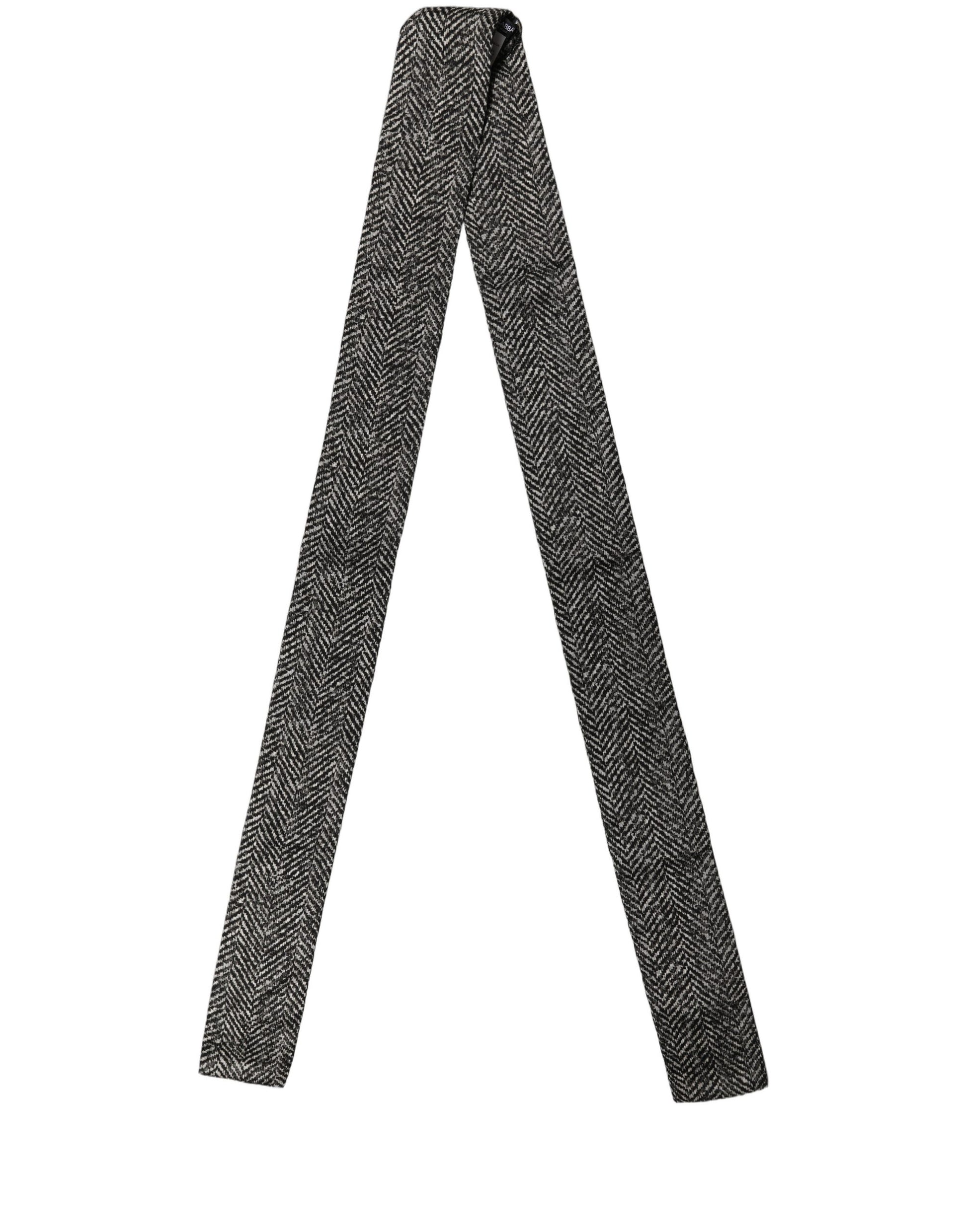 Black White Herringbone Tweed Shawl Scarf