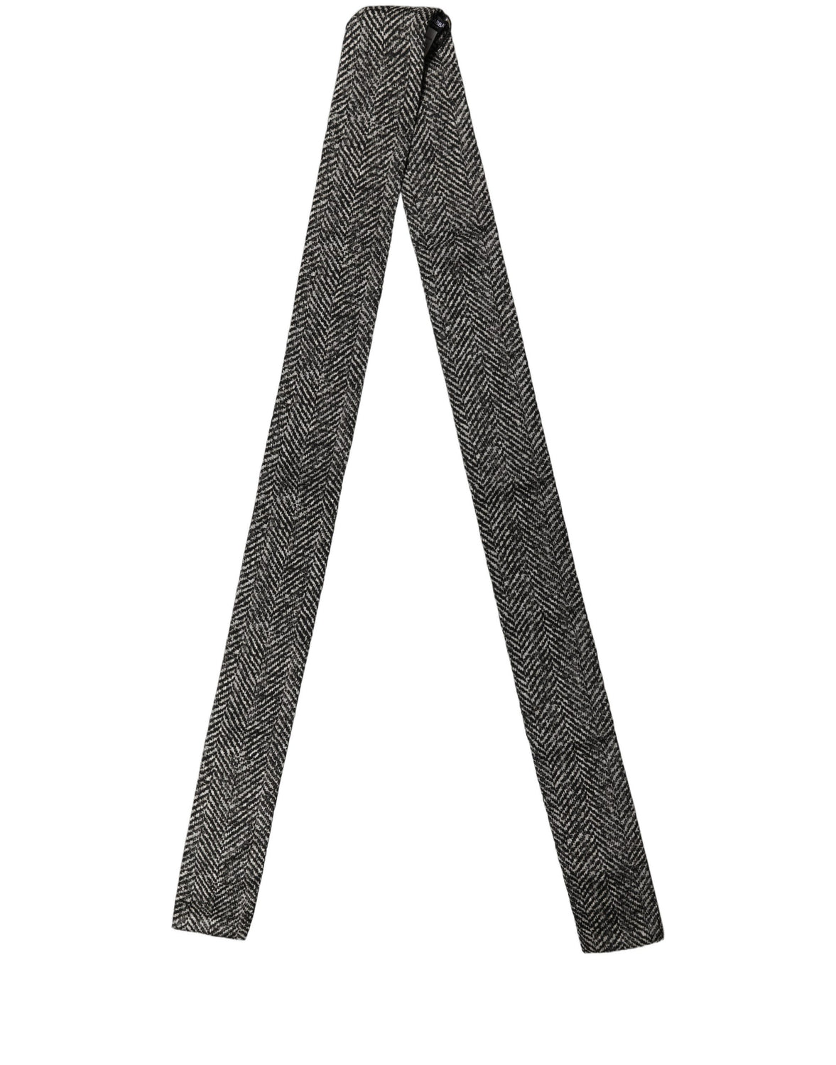 Black White Herringbone Tweed Shawl Scarf