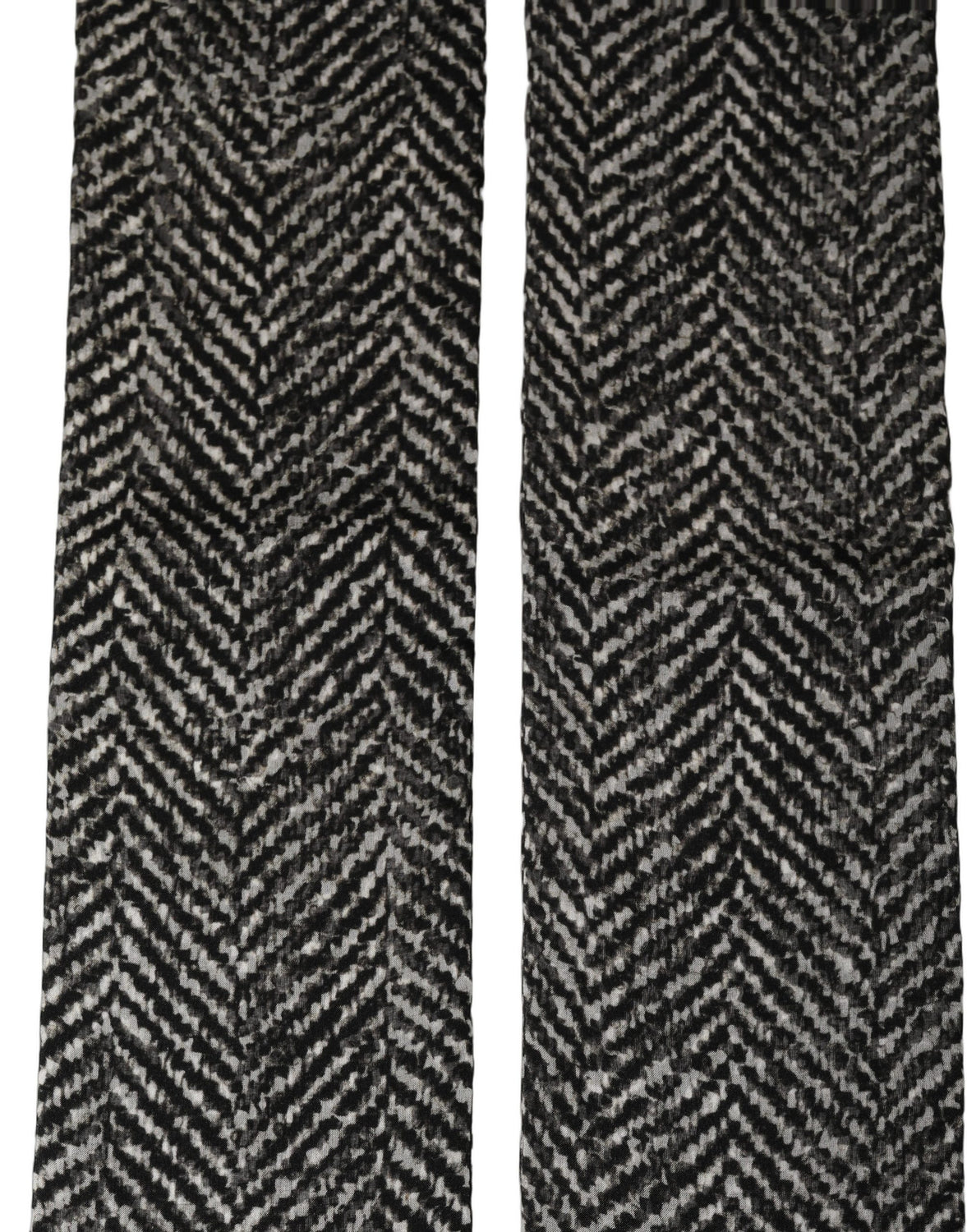 Black White Herringbone Tweed Shawl Scarf