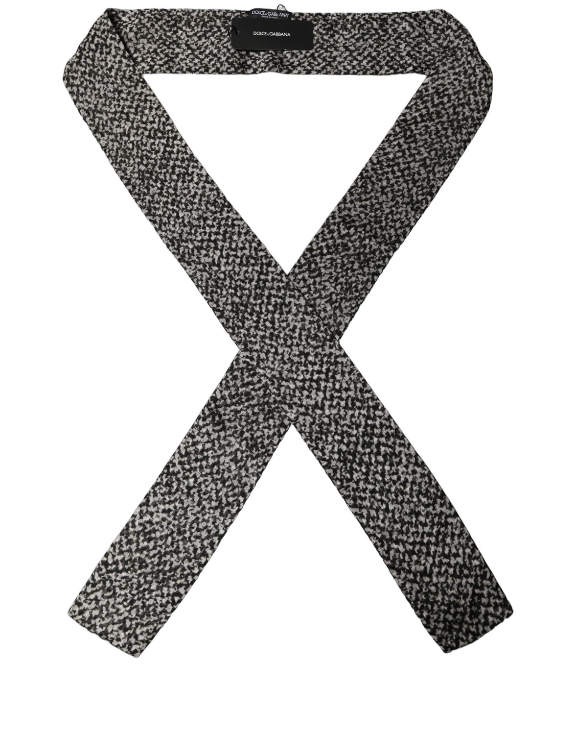 Black White Herringbone Tweed Shawl Scarf