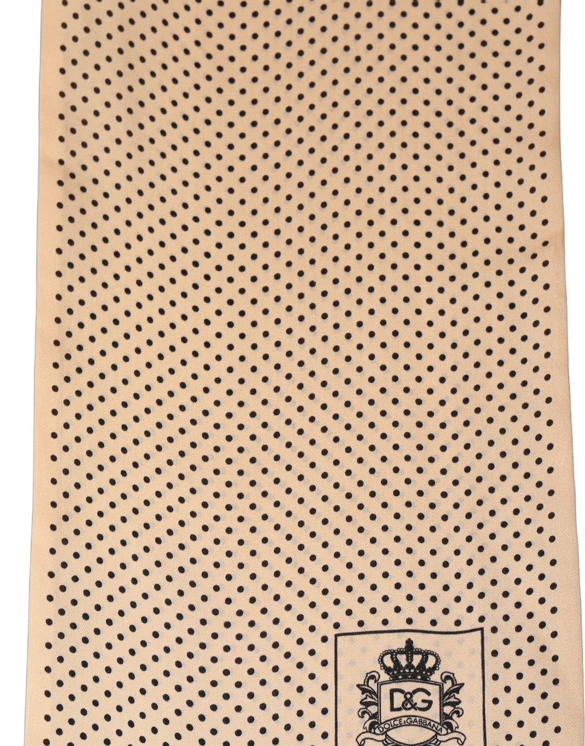 Beige Silk Dotted Fringed Neck Shawl Scarf