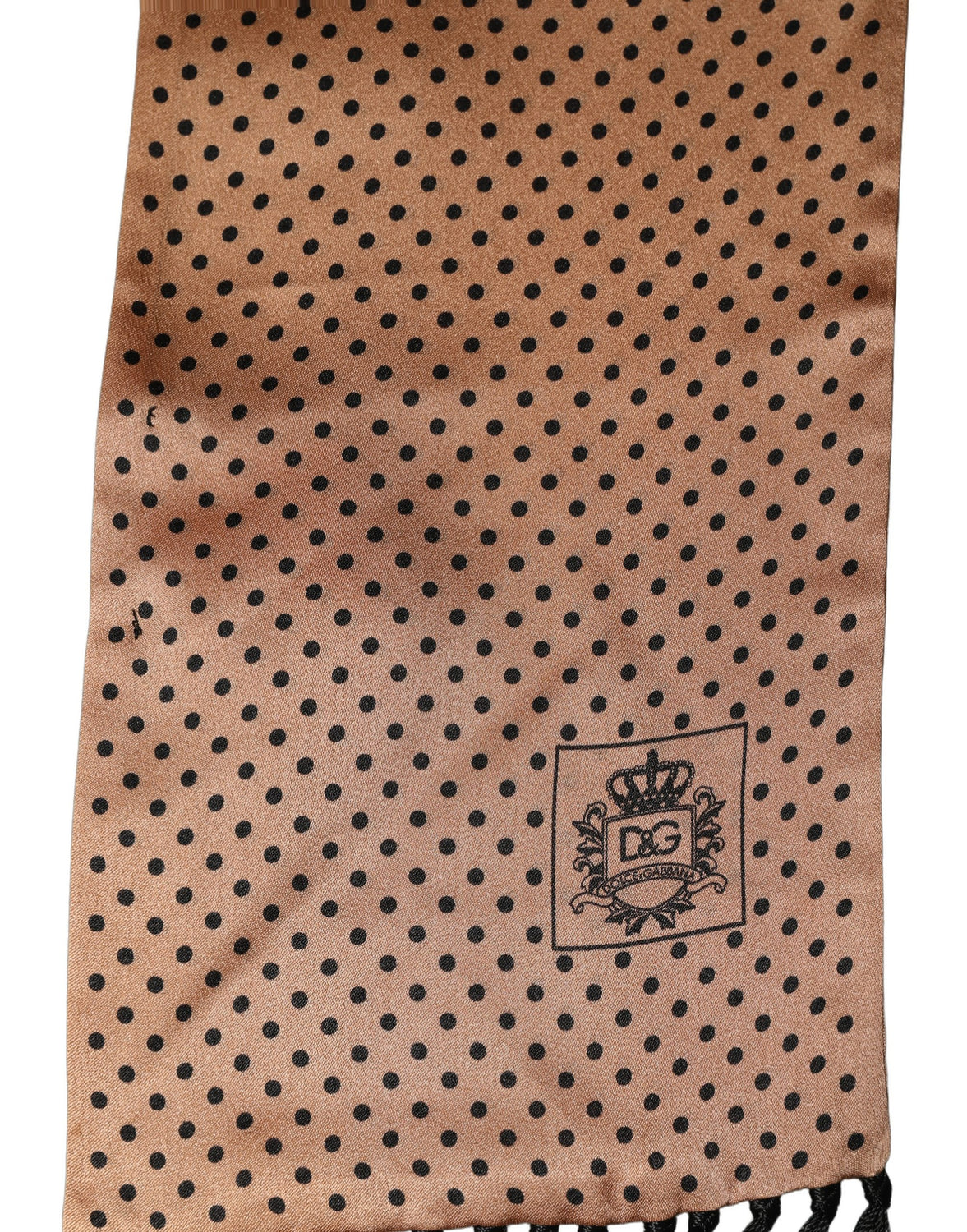 Brown Silk Dotted Fringed Neck Shawl Scarf