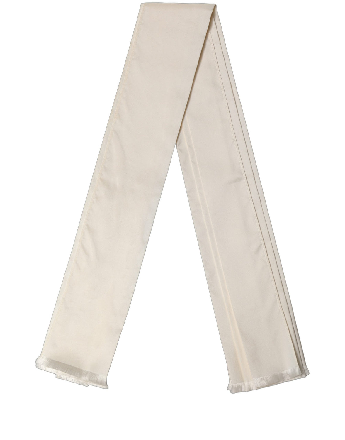 Men Cream Satin Silk Fringed Neck Shawl Scarf