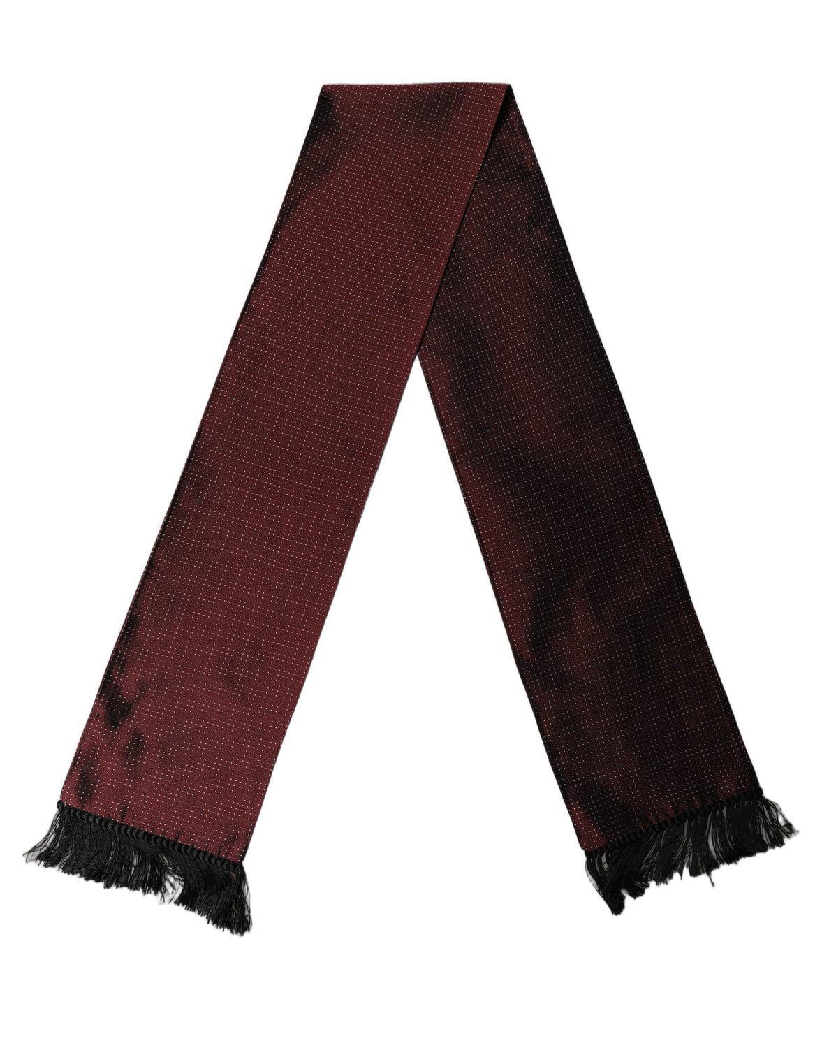 Burgundy Silk Dotted Fringed Neck Shawl Scarf