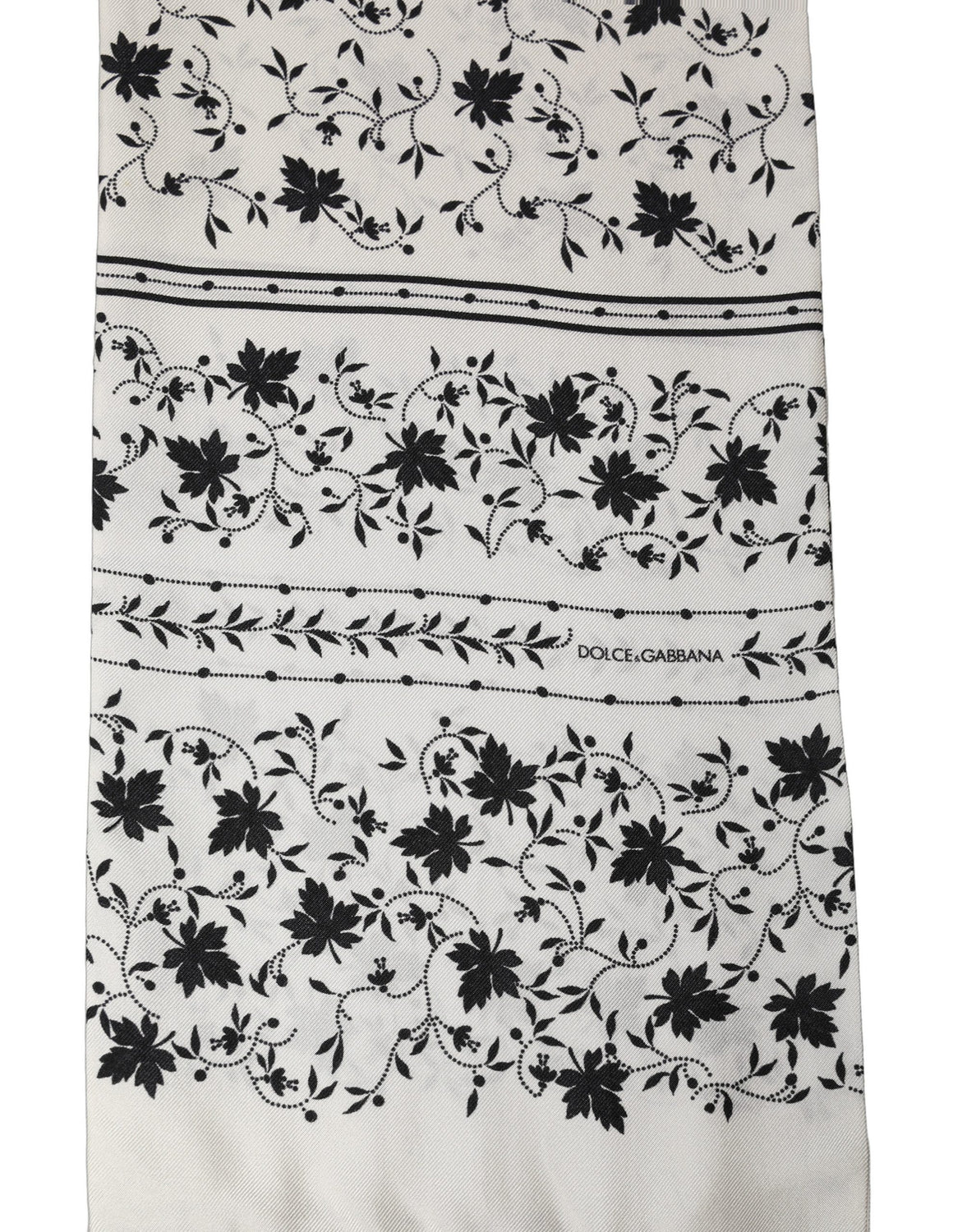White Floral Silk Fringed Neck Shawl Scarf