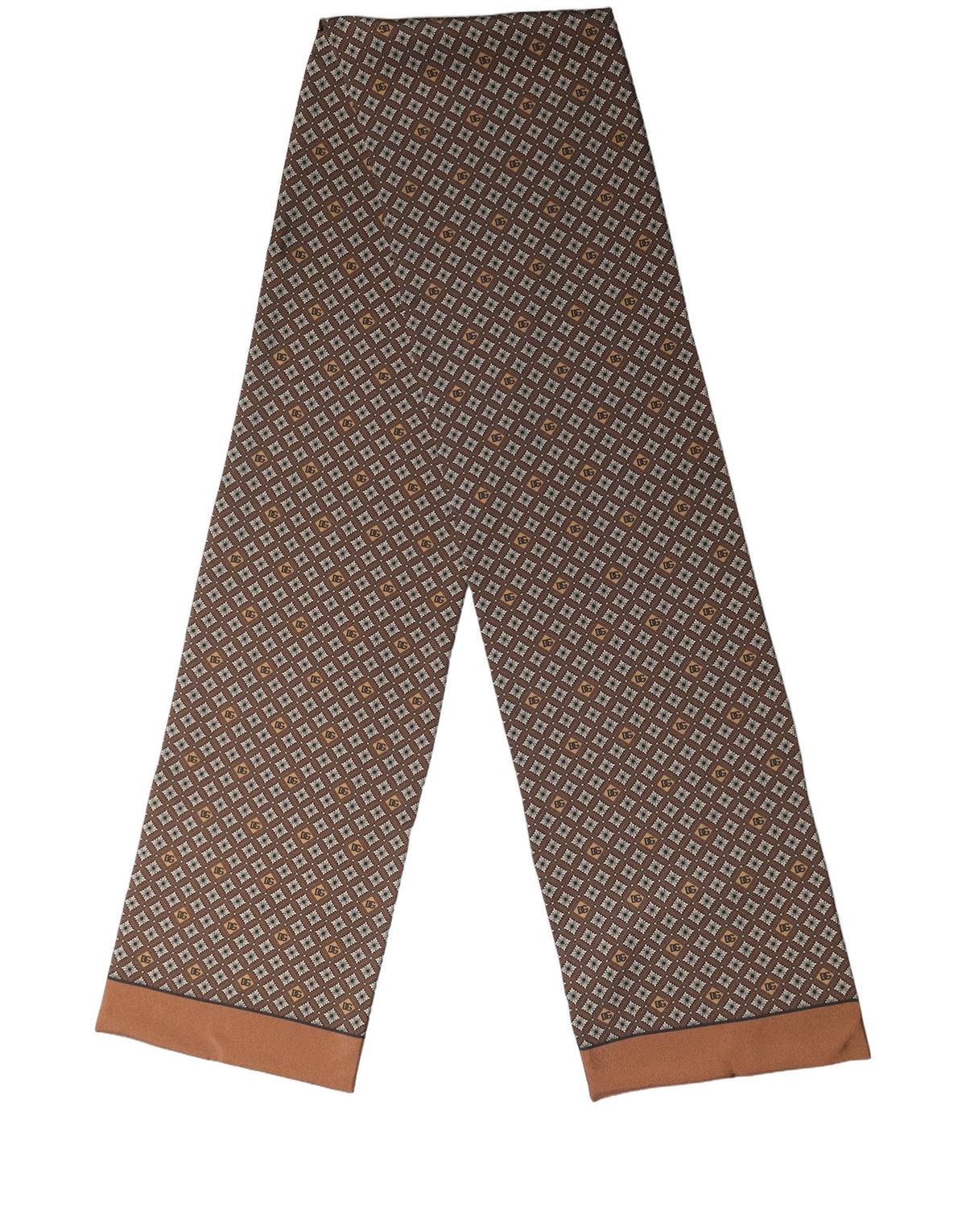 Brown Geometric Silk Men Neck Shawl Scarf
