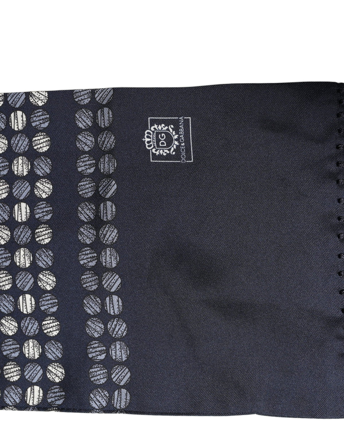 Men Navy Blue Geometric Dot Silk Fringed Neck Shawl Scarf