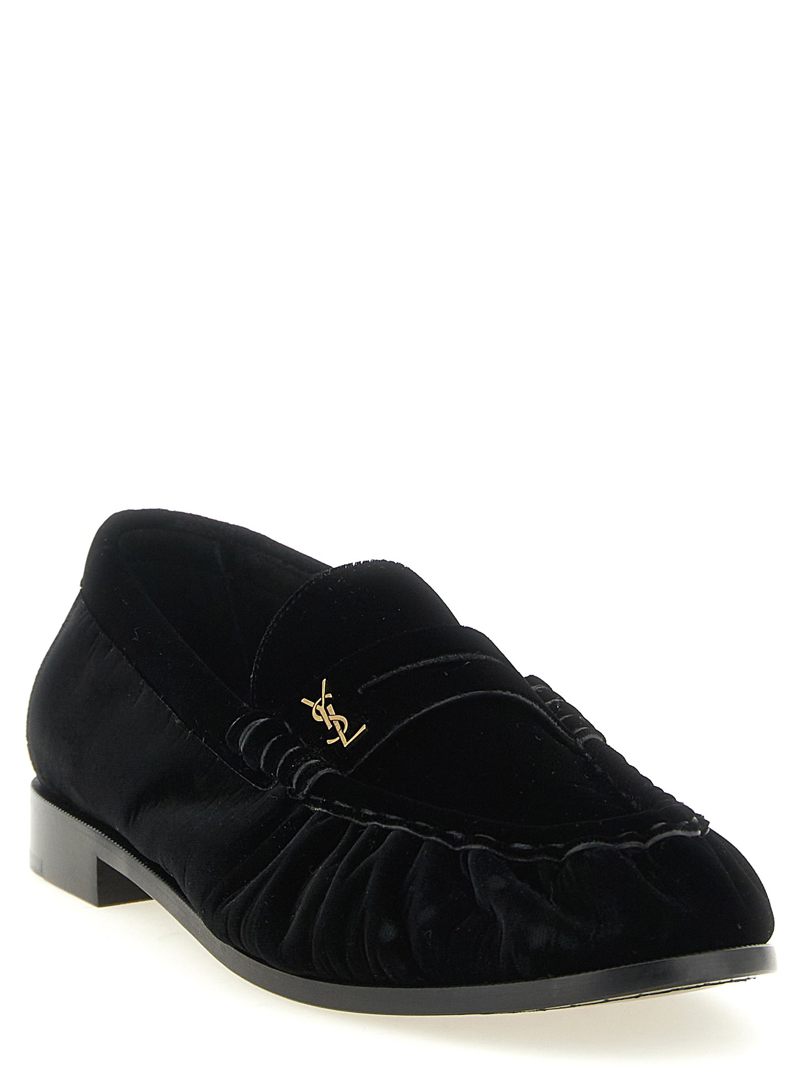 Black Viscose Slip-On Loafers