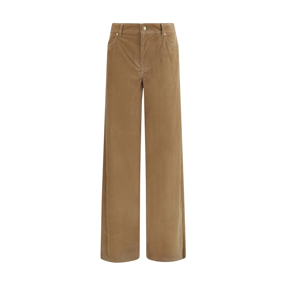 Brown Cotton Casual Pants