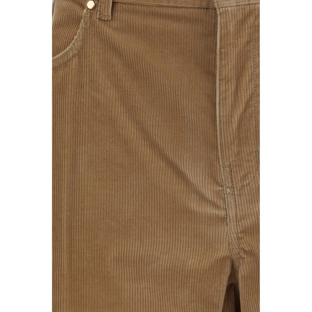 Brown Cotton Casual Pants