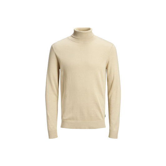 Beige Cotton Turtleneck
