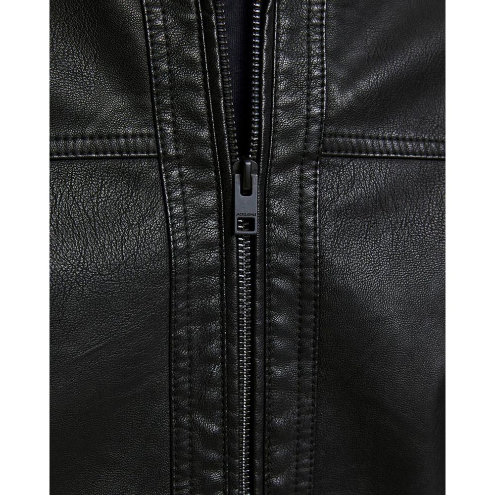Black Polyamide Leather Jacket